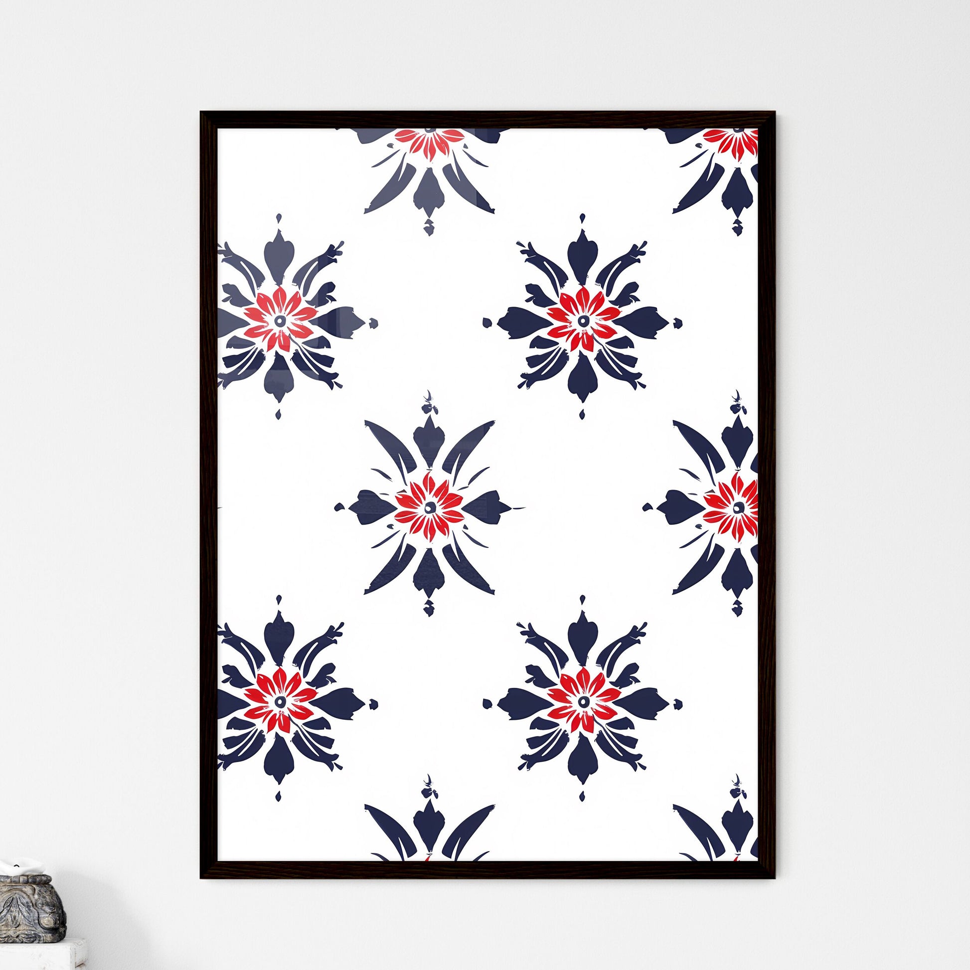 Vibrant bohemian floral pattern on white bac - Framed Art Print