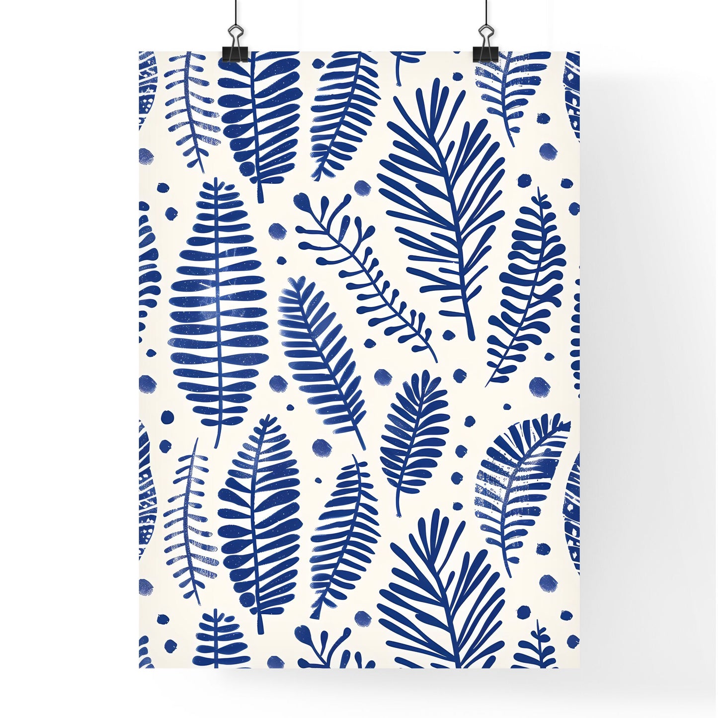 Hand-Painted Vibrant Leaves Seamless Pattern Blue Default Title