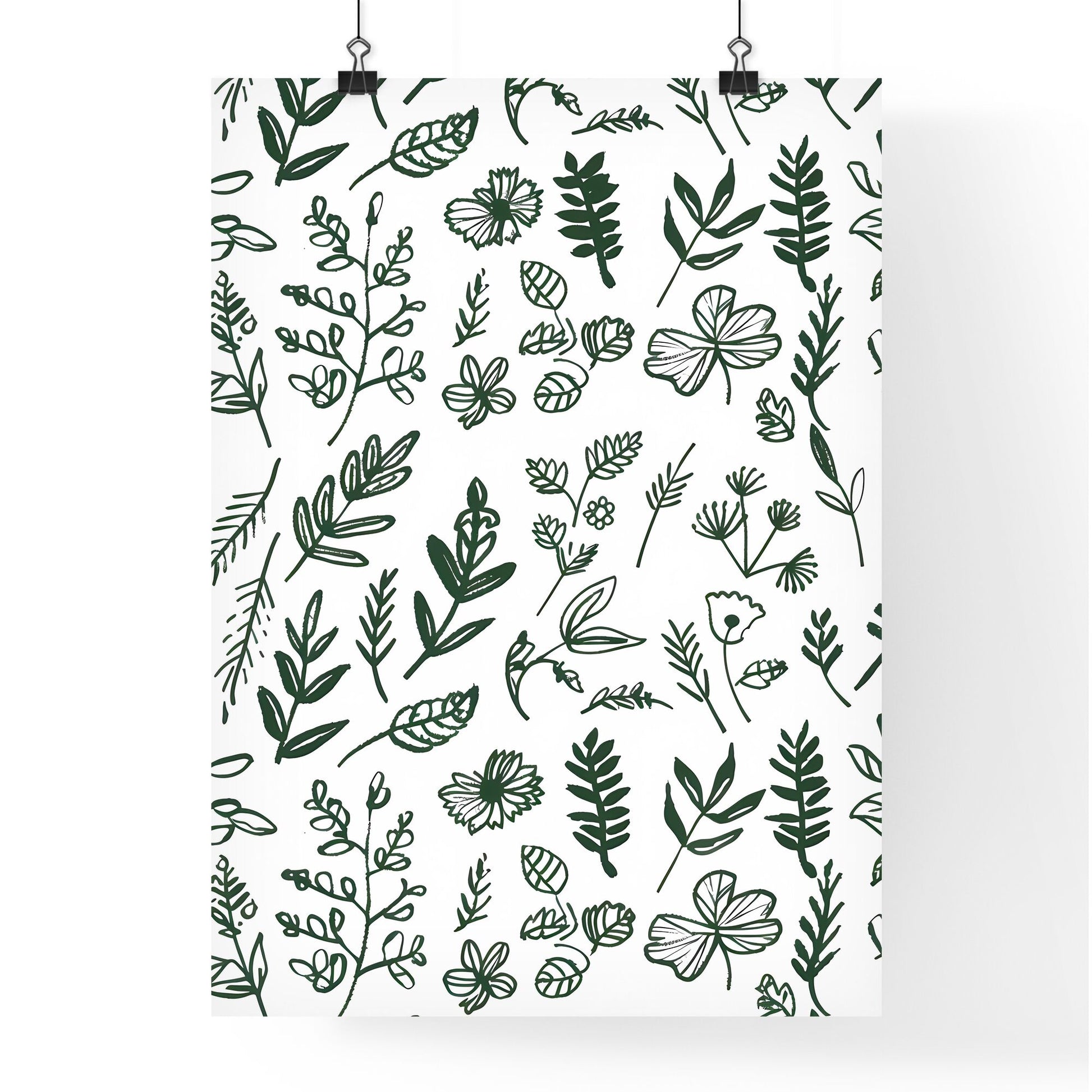 Modern, abstract seamless pattern with colorful hand drawn leaves and flowers Default Title