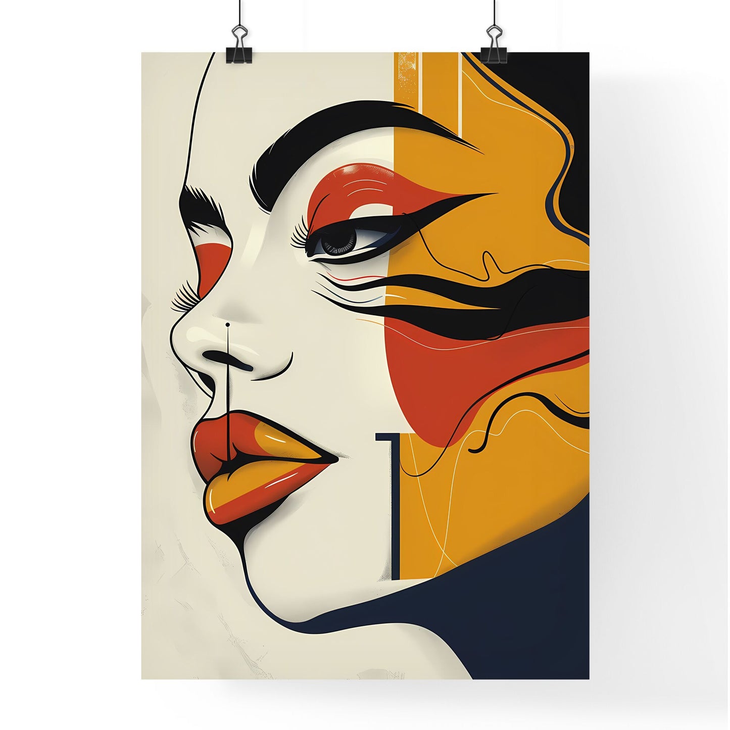 Travel poster: Alphabet drawing of womans face, modern, vibrant colors, simplistic shapes, focus on art aspect - a captivating masterpiece! Default Title