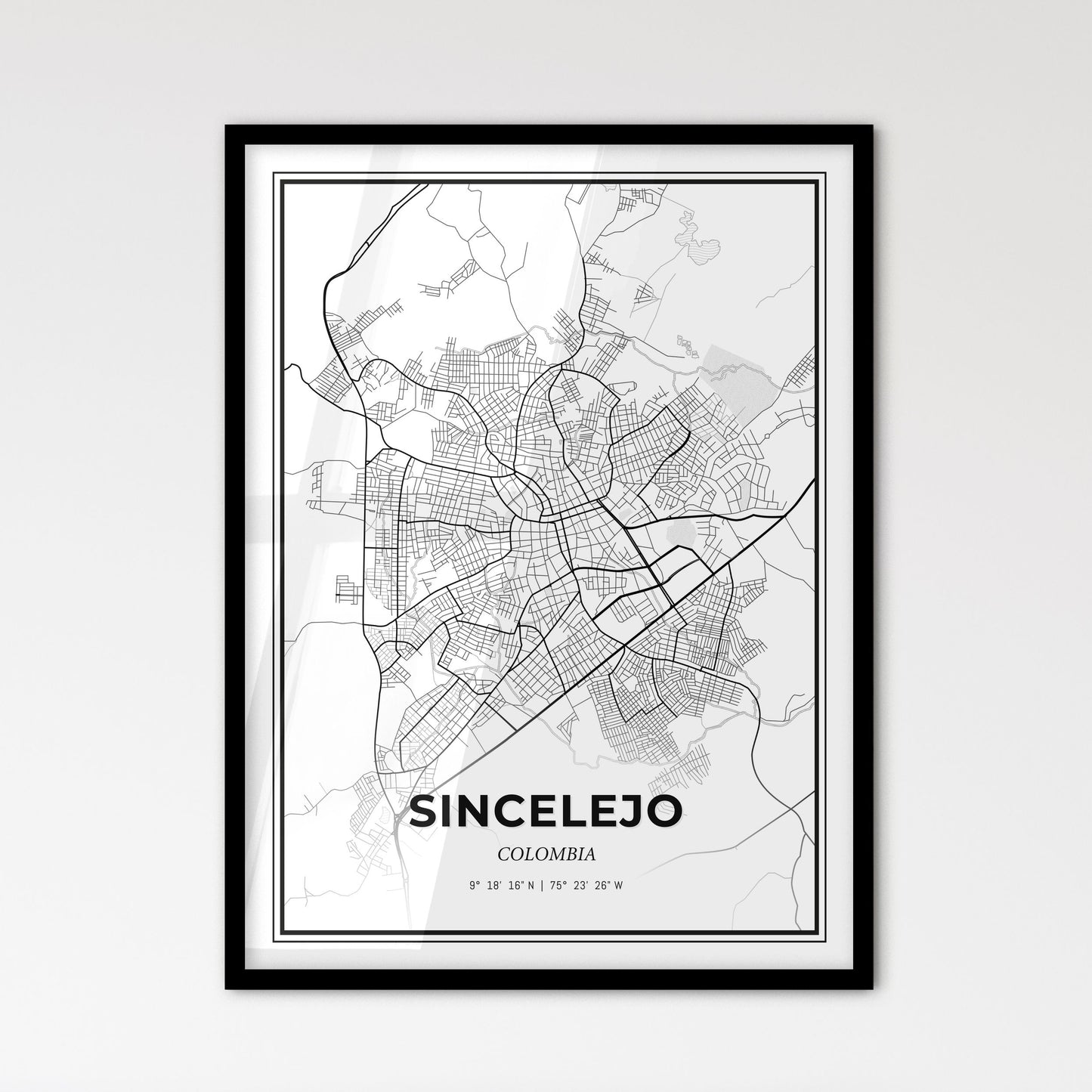 Sincelejo Colombia - Scandinavian Style City Map for Modern Home Decor