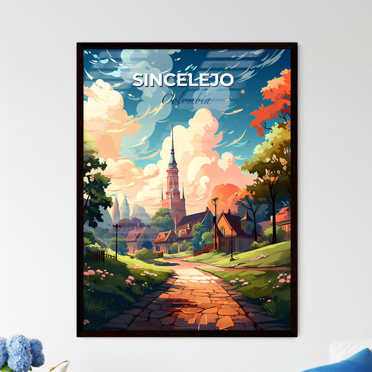 Vibrant Painting: Picturesque Desdelejo Skyline with Scenic Road to Village Default Title