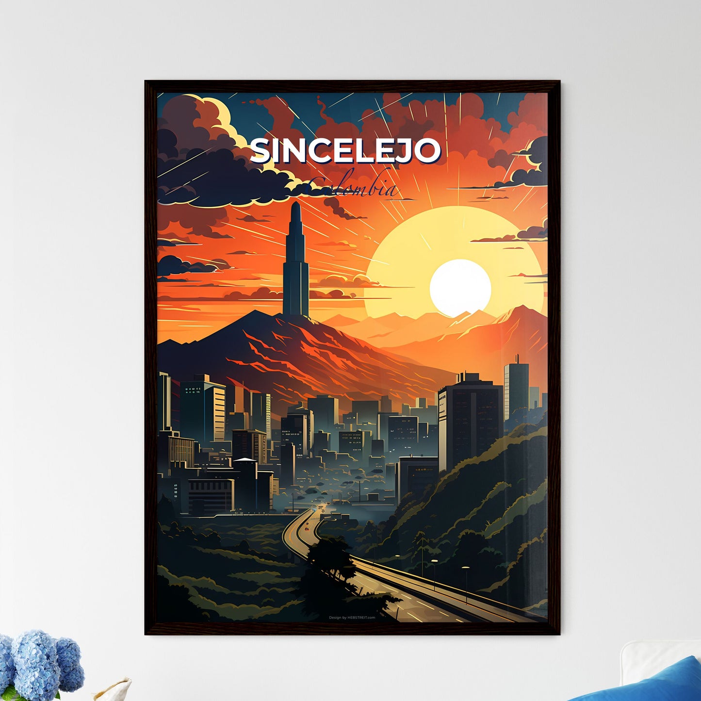 Sincelejo Colombia Skyline Artistic Cityscape Mountains Sun Default Title