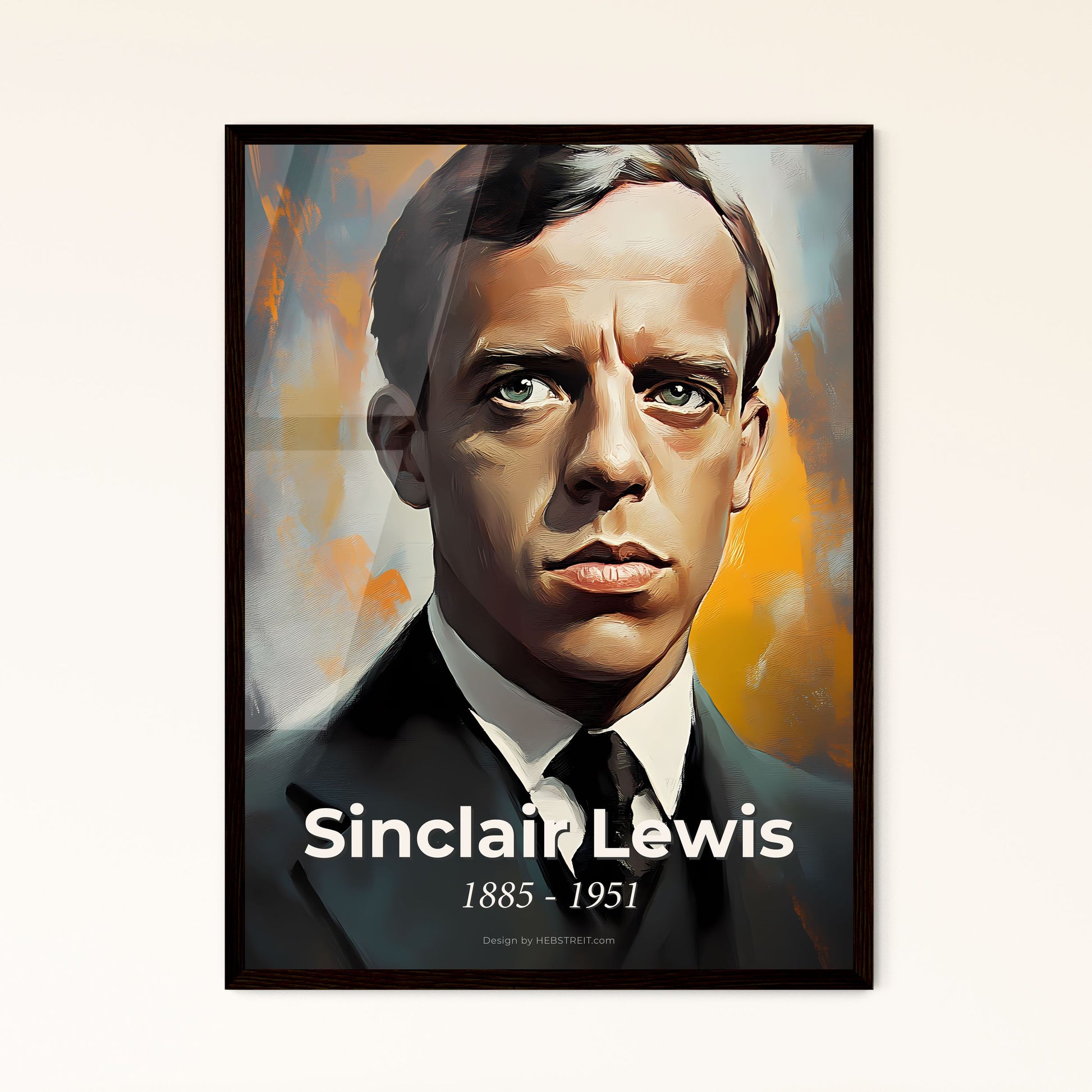 Portrait of Sinclair Lewis, 1885 - 1951. Impressionistic painting of a man in a suit and tie.