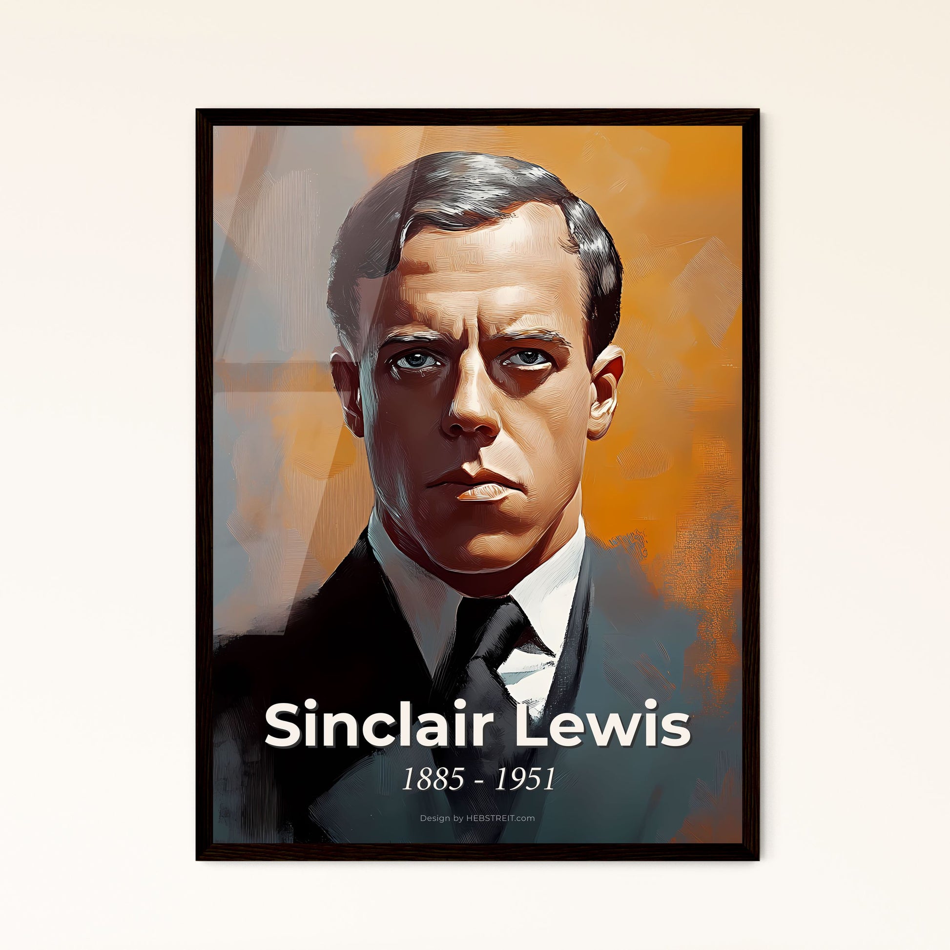 Portrait of Sinclair Lewis, 1885 - 1951. Impressionistic painting of a man in a suit and tie.