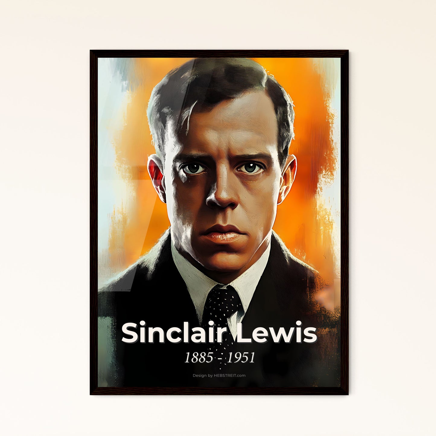 Portrait of Sinclair Lewis, 1885 - 1951. Impressionistic painting of a man in a suit and tie.