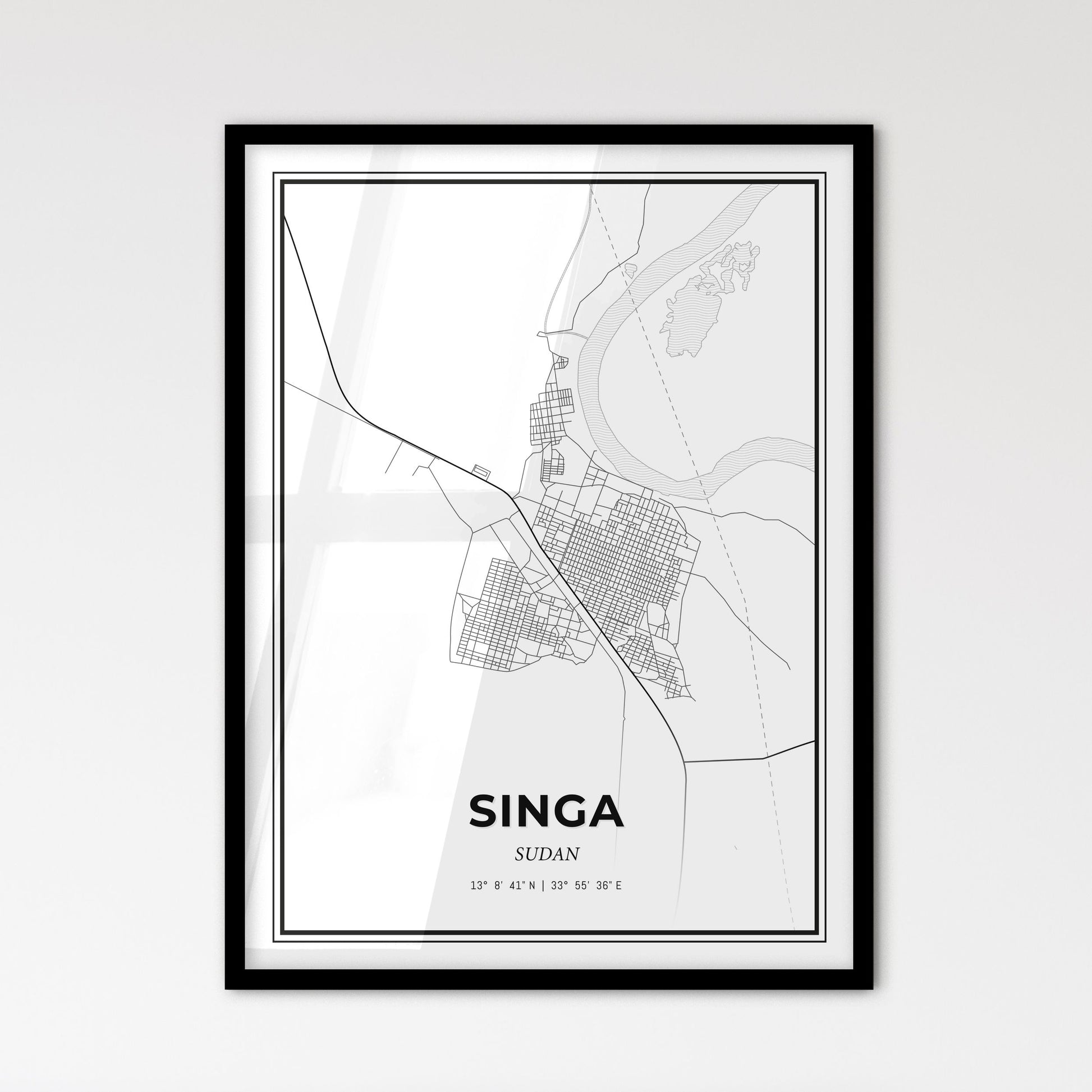 Singa Sudan - Scandinavian Style City Map for Modern Home Decor