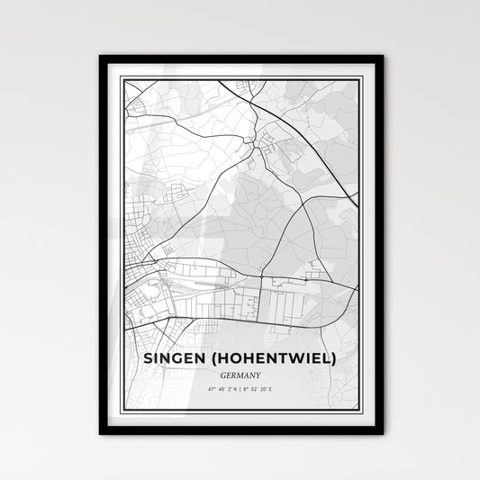 Singen (Hohentwiel) Germany - Scandinavian Style City Map for Modern Home Decor