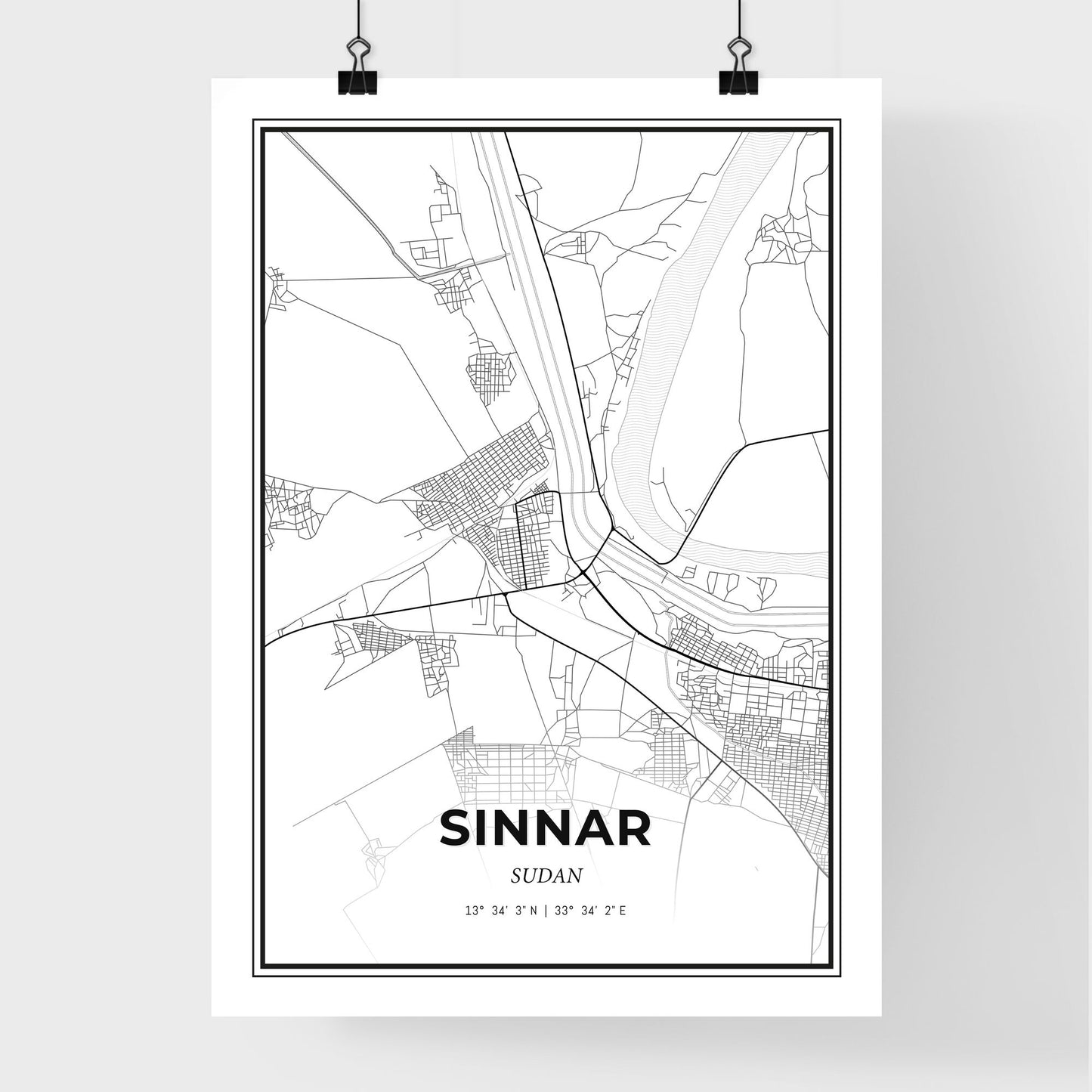 Sinnar Sudan - Premium City Map Poster