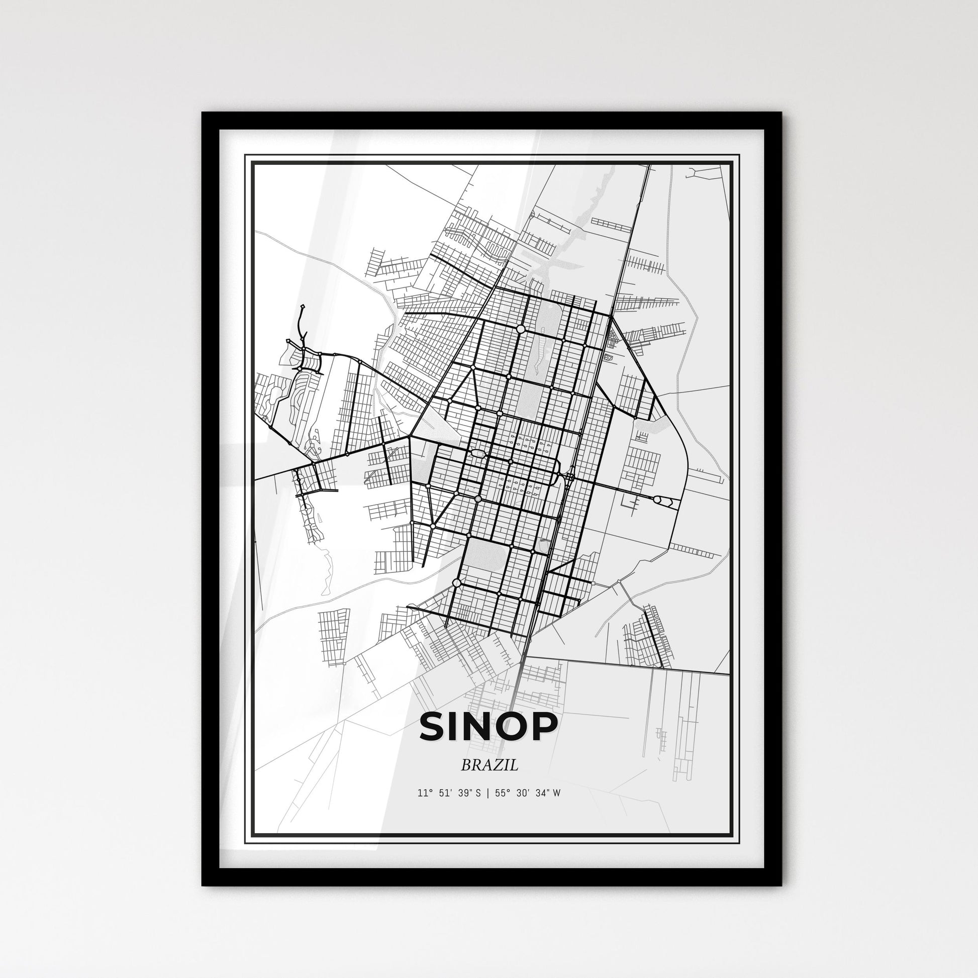 Sinop Brazil - Scandinavian Style City Map for Modern Home Decor