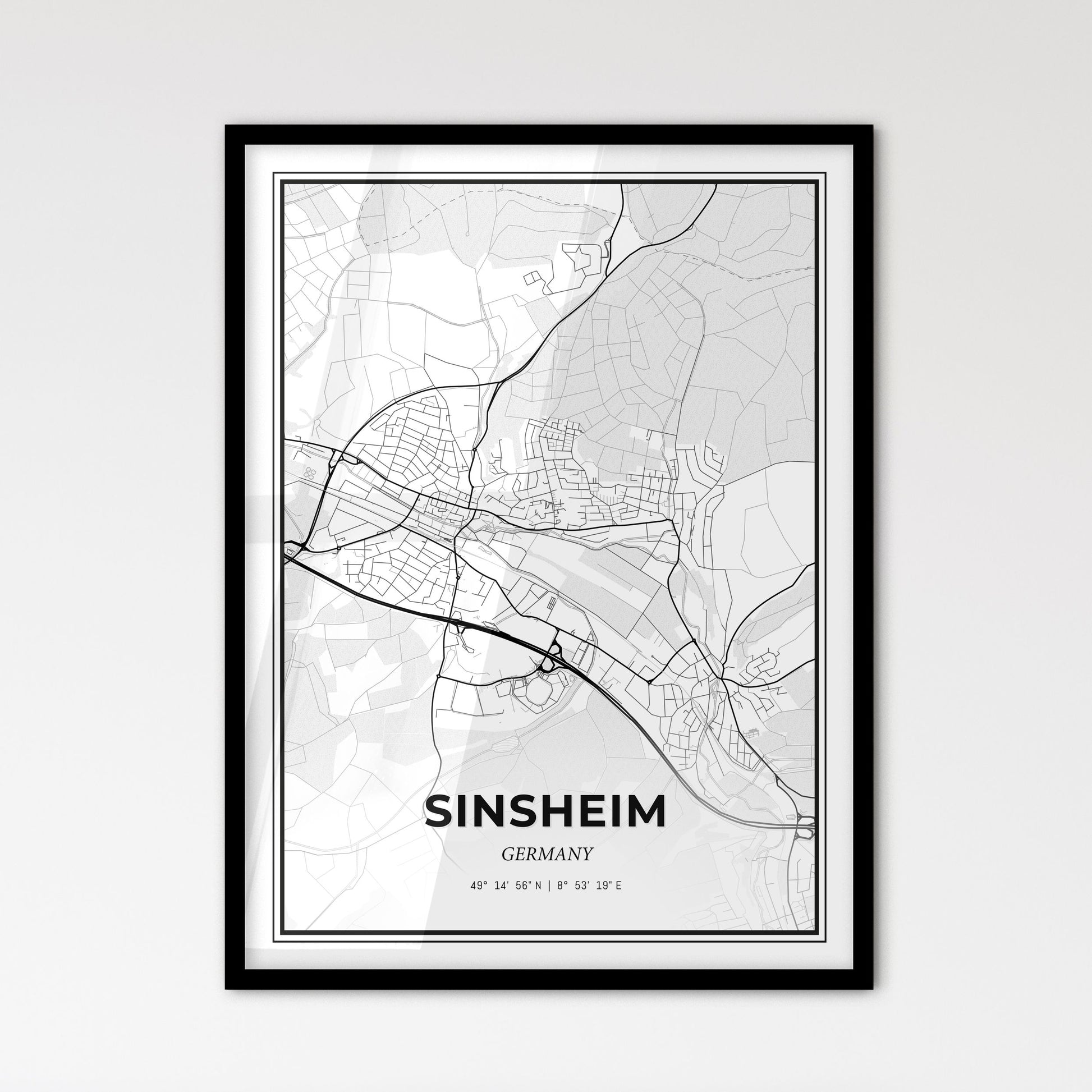 Sinsheim Germany - Scandinavian Style City Map for Modern Home Decor