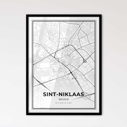 Sint-Niklaas  Belgium - Scandinavian Style City Map for Modern Home Decor