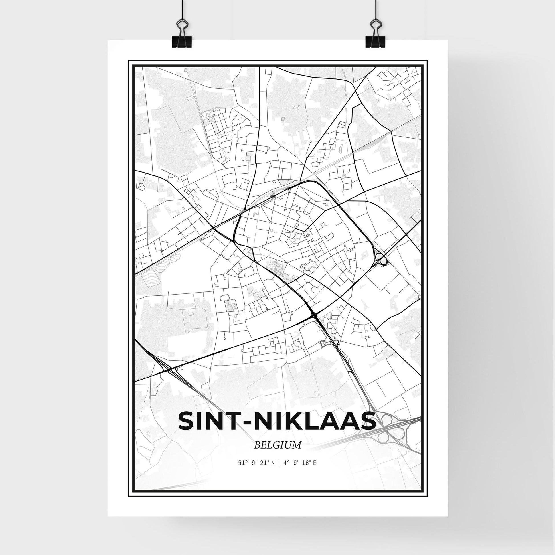 Sint-Niklaas  Belgium - Premium City Map Poster