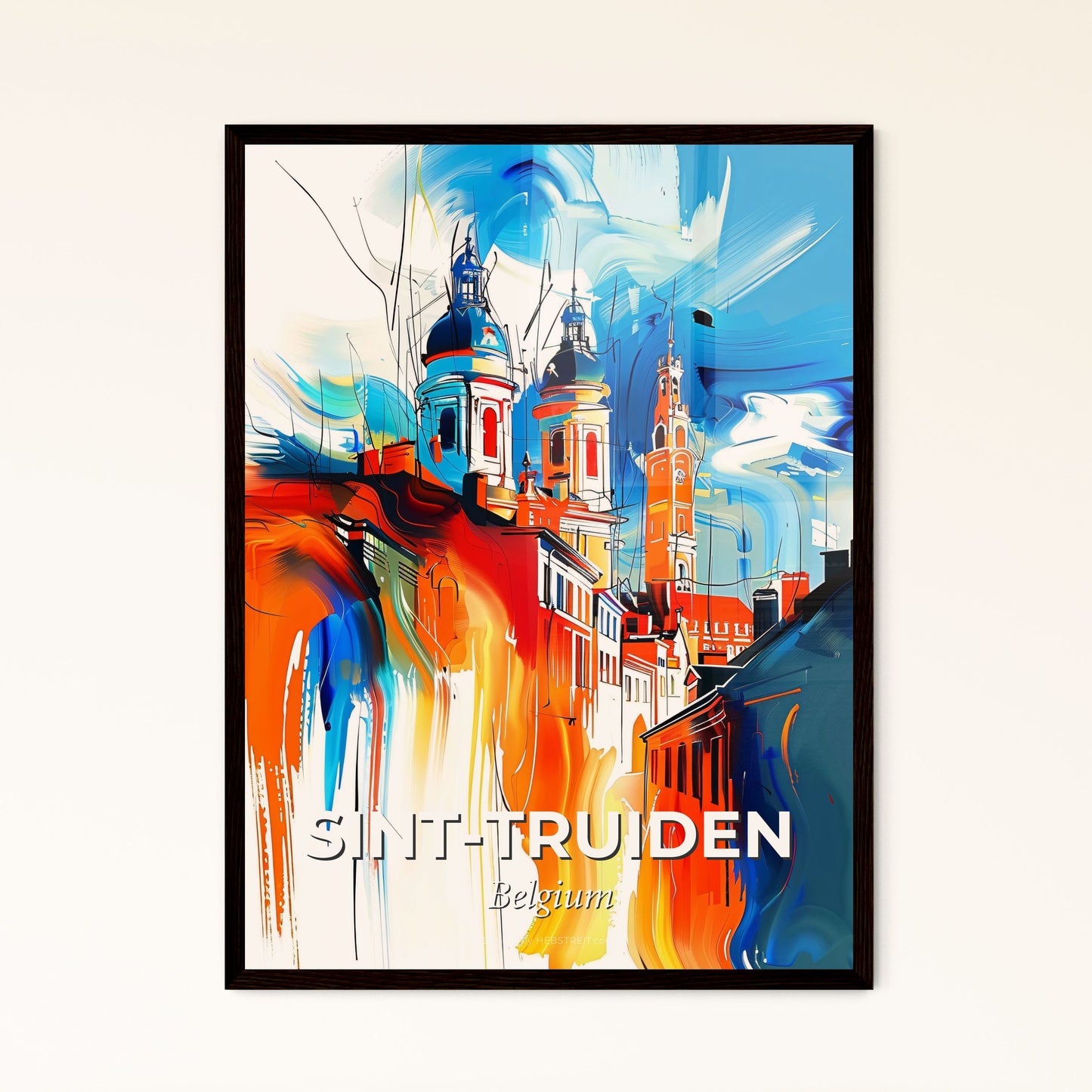 Vibrant Sint-Truiden , Belgium - A Colorful Painting Of Buildings