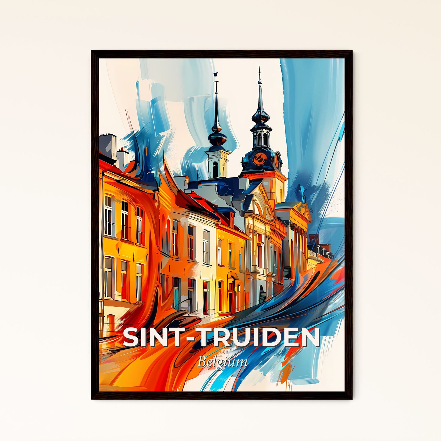 Vibrant Sint-Truiden , Belgium - A Colorful Painting Of Buildings