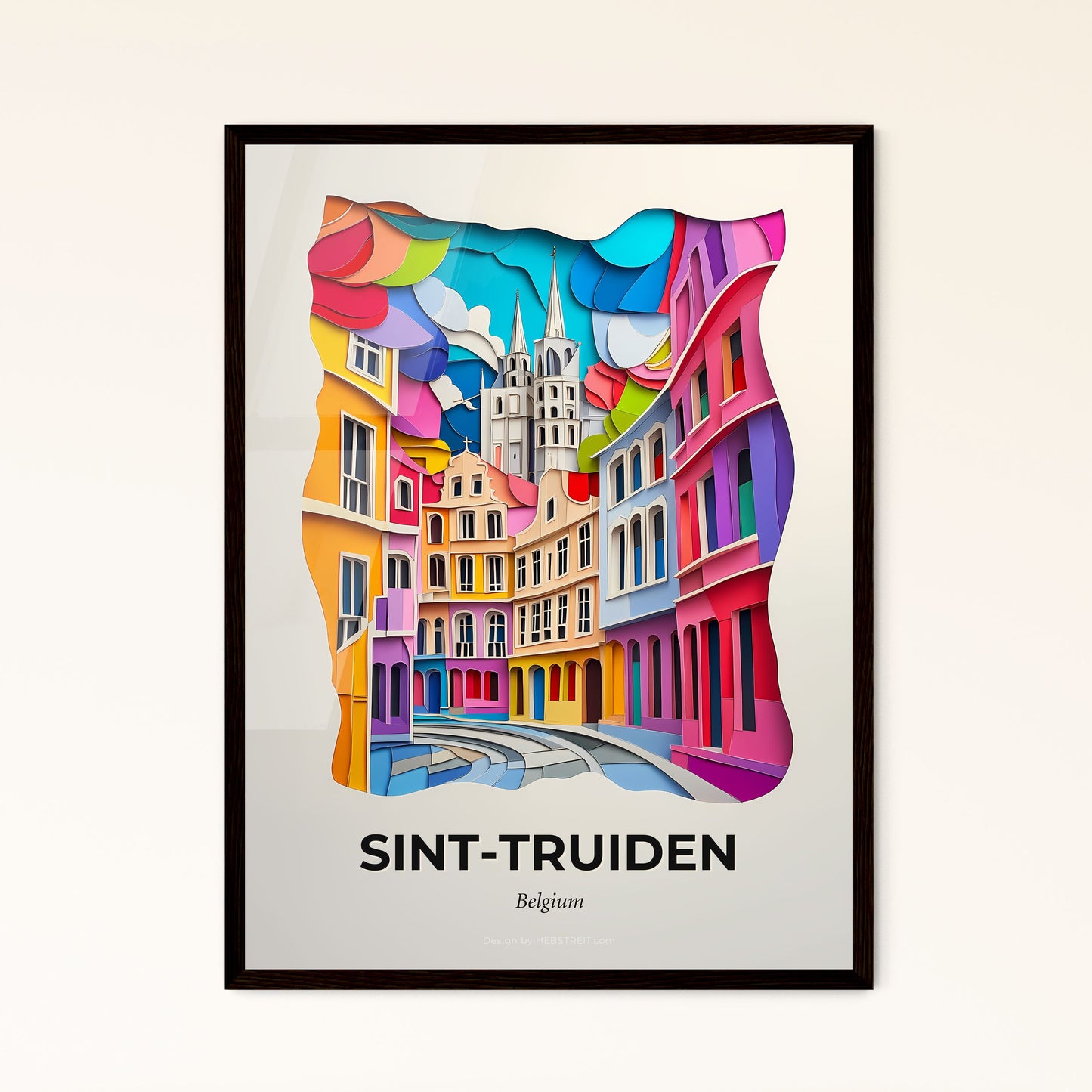 Vivid Sint-Truiden , Belgium - a colorful cityscape with a clock tower in the background