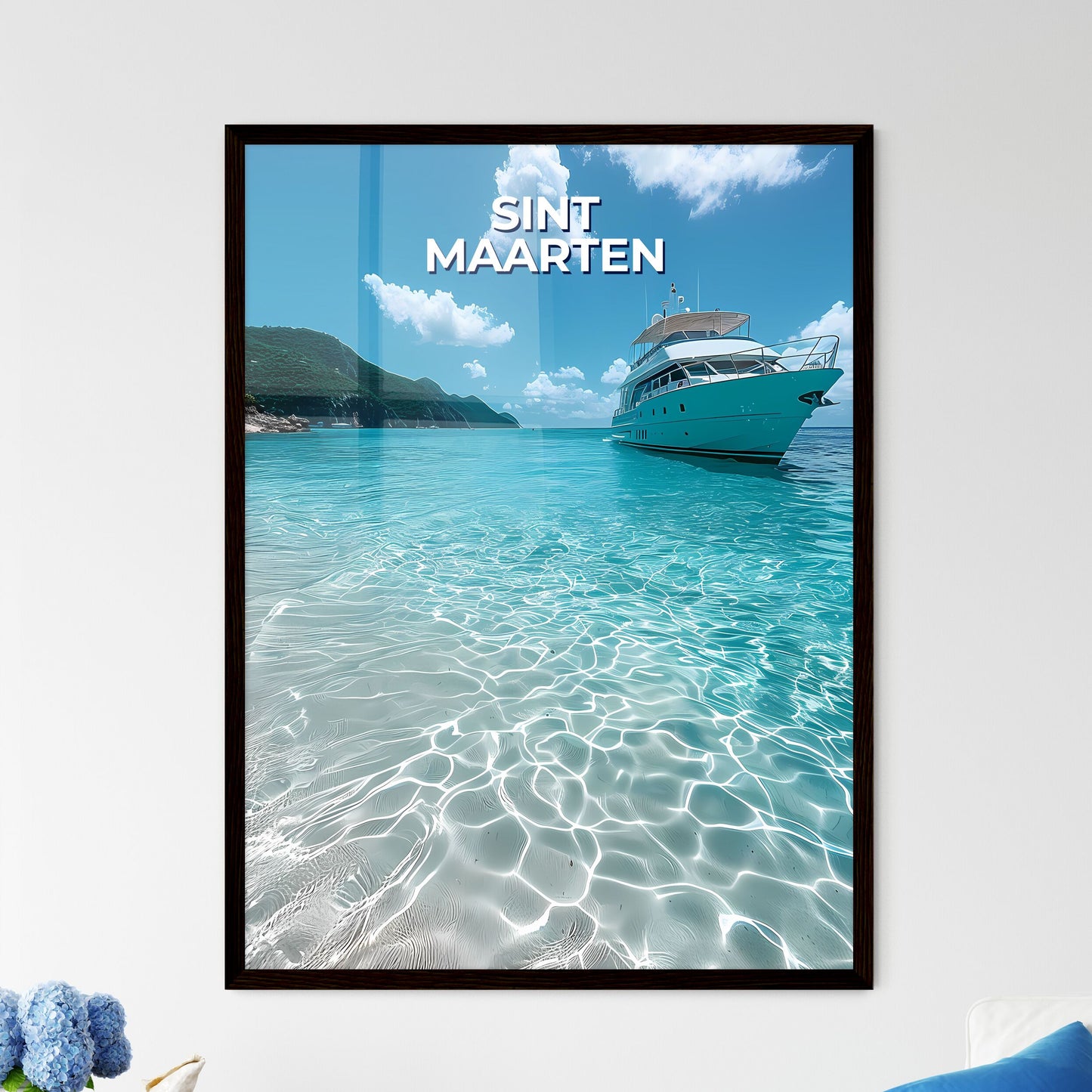 Vibrant Art Painting of a Boat in the Waters - Framed Art Print