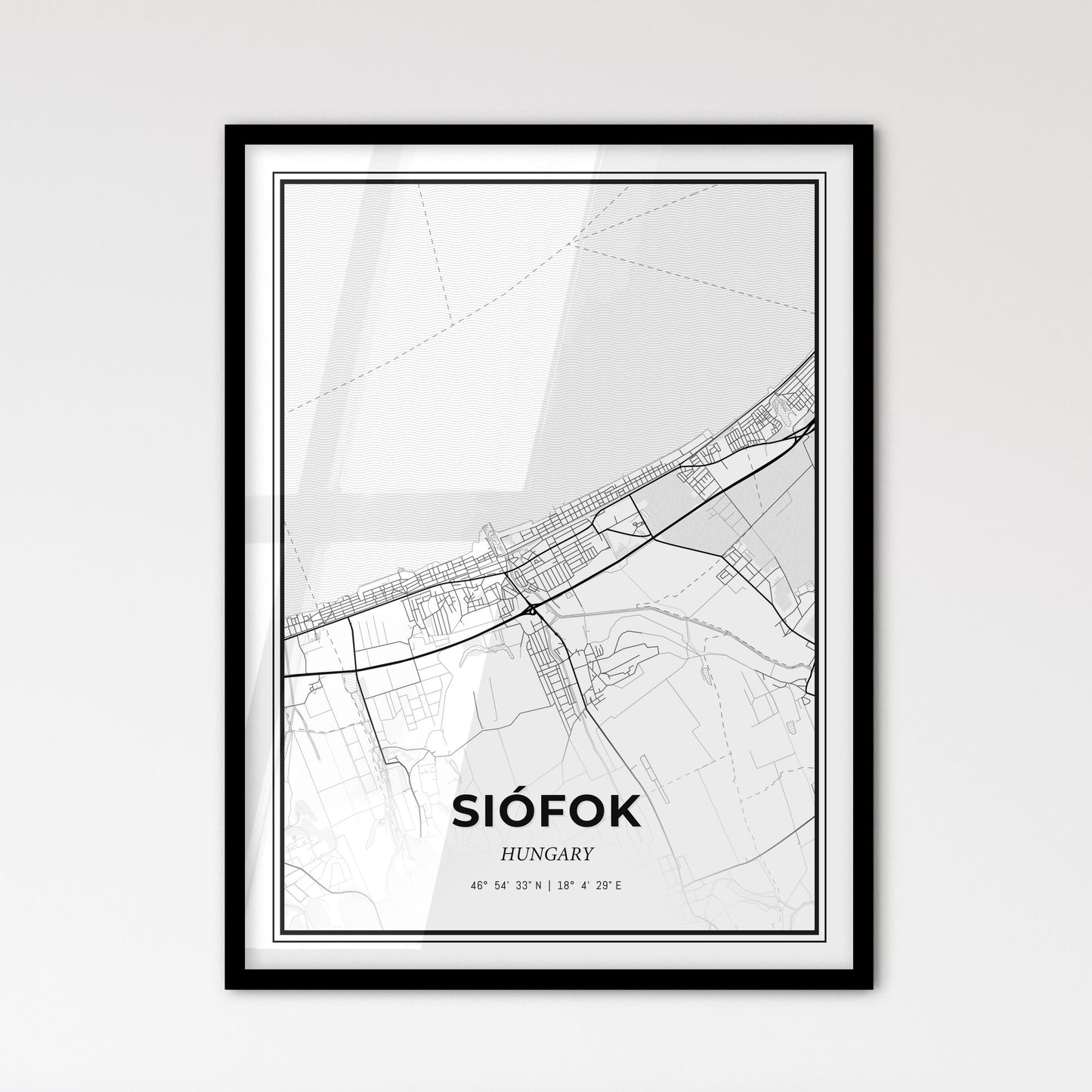 Siófok Hungary - Scandinavian Style City Map for Modern Home Decor