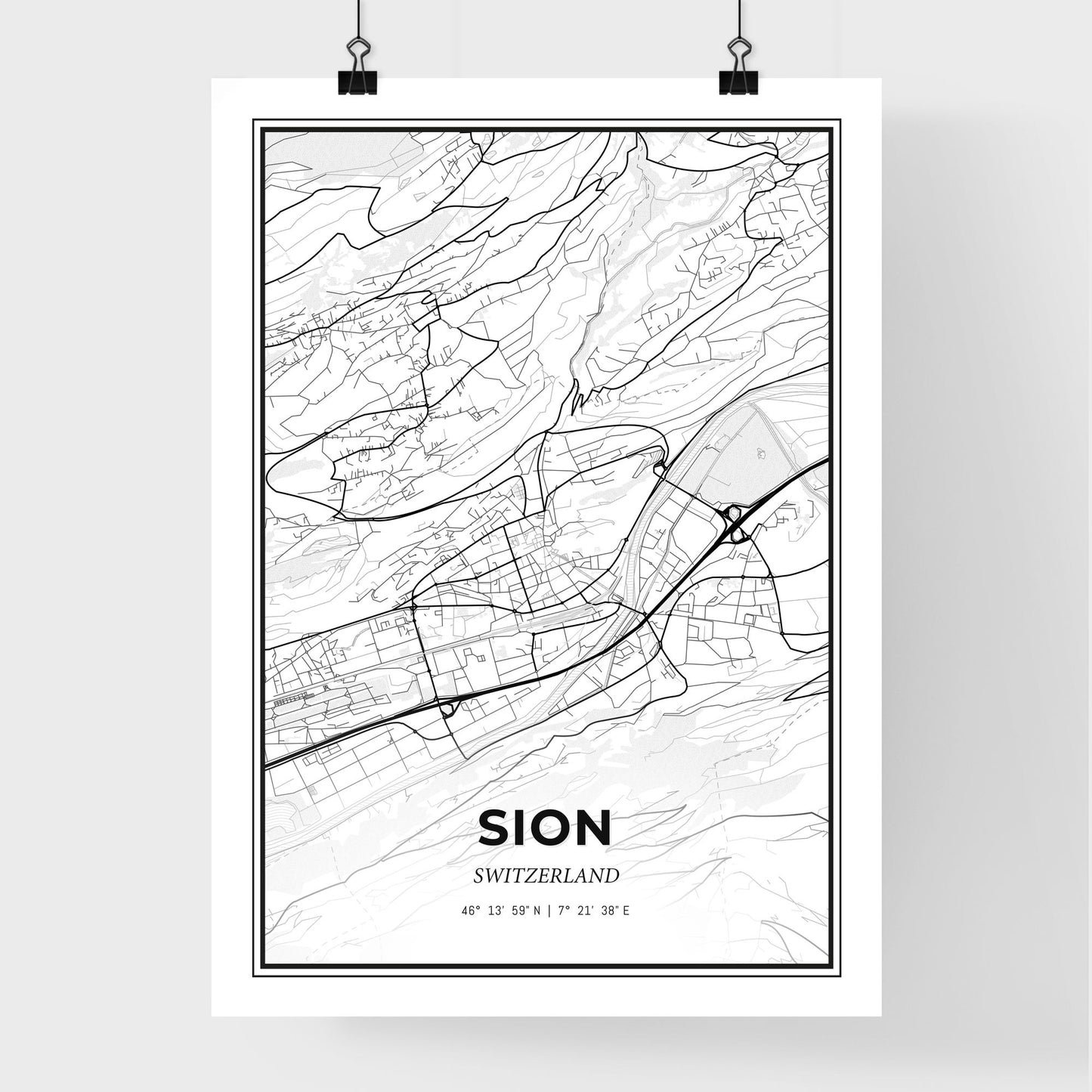 Sion Switzerland - Premium City Map Poster