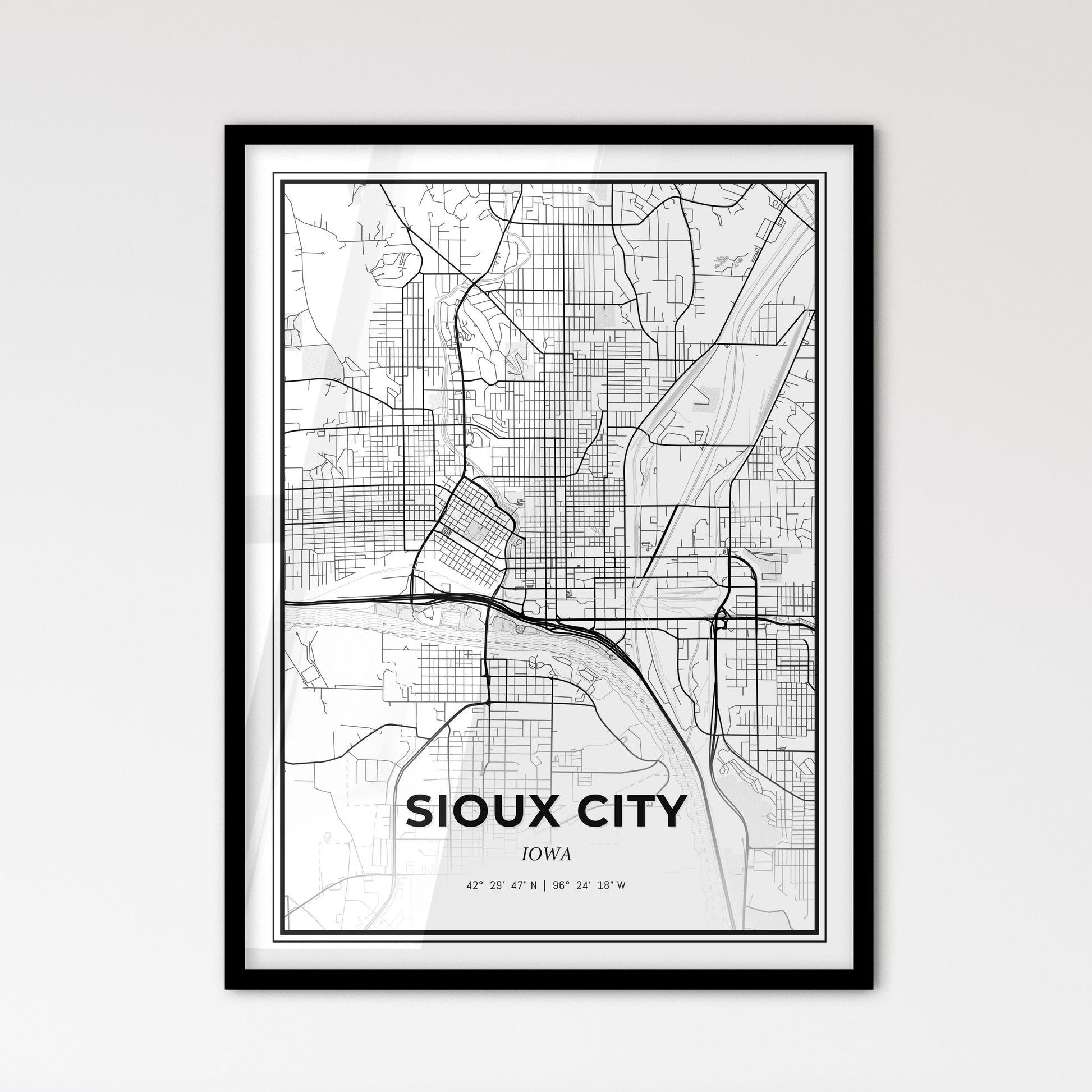 Sioux City Iowa - Scandinavian Style City Map for Modern Home Decor