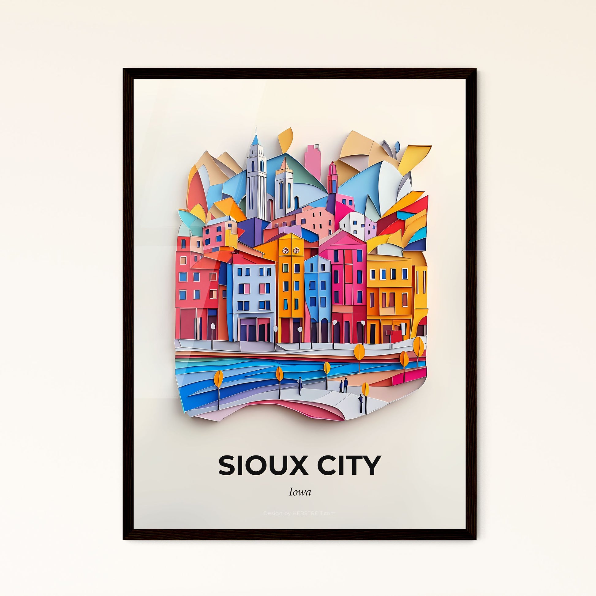 Vivid Sioux City, Iowa - a colorful city with a bridge and a person walking