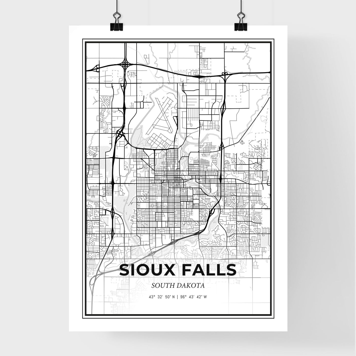 Sioux Falls South Dakota - Premium City Map Poster