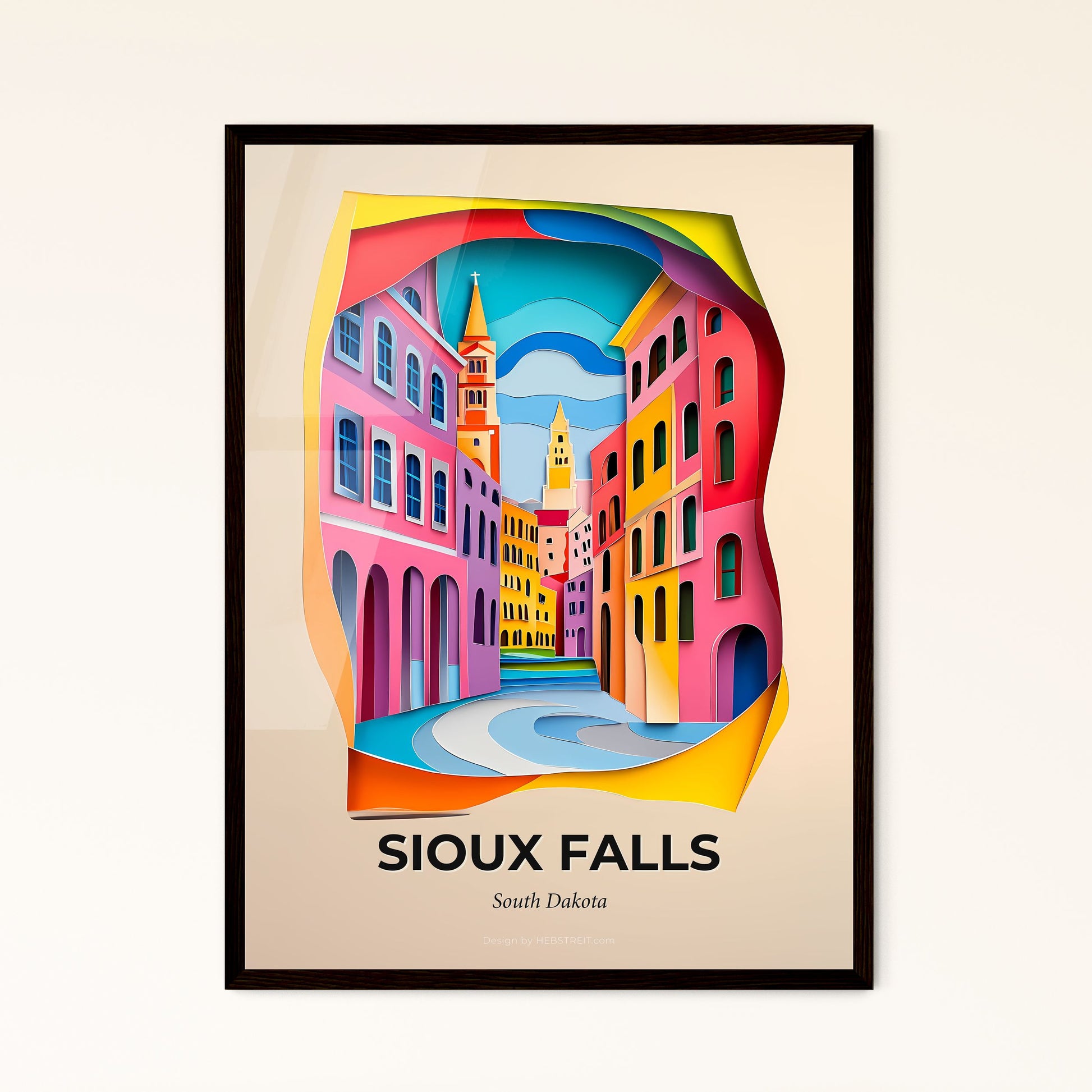 Vivid Sioux Falls, South Dakota - a colorful city scene with a clock tower