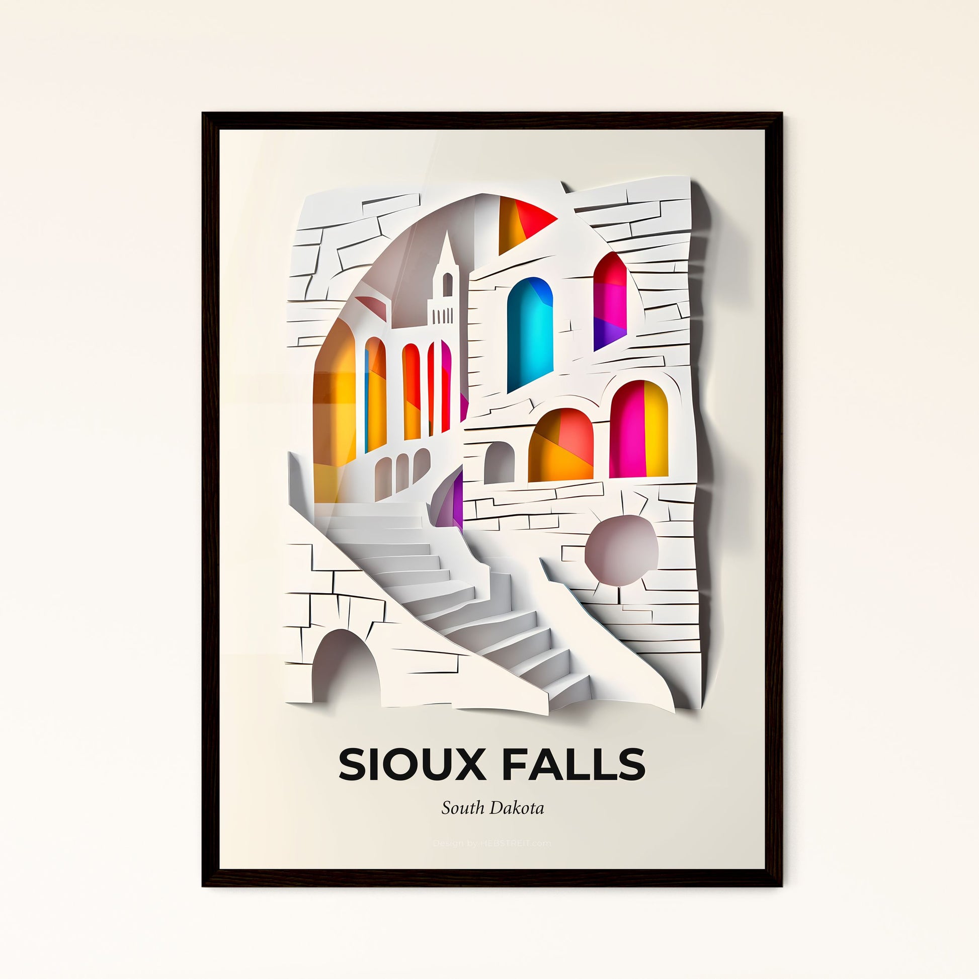 Vivid Sioux Falls, South Dakota - a paper cut of a building with a staircase