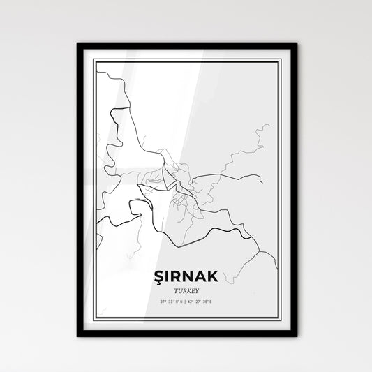 Şırnak Turkey - Scandinavian Style City Map for Modern Home Decor