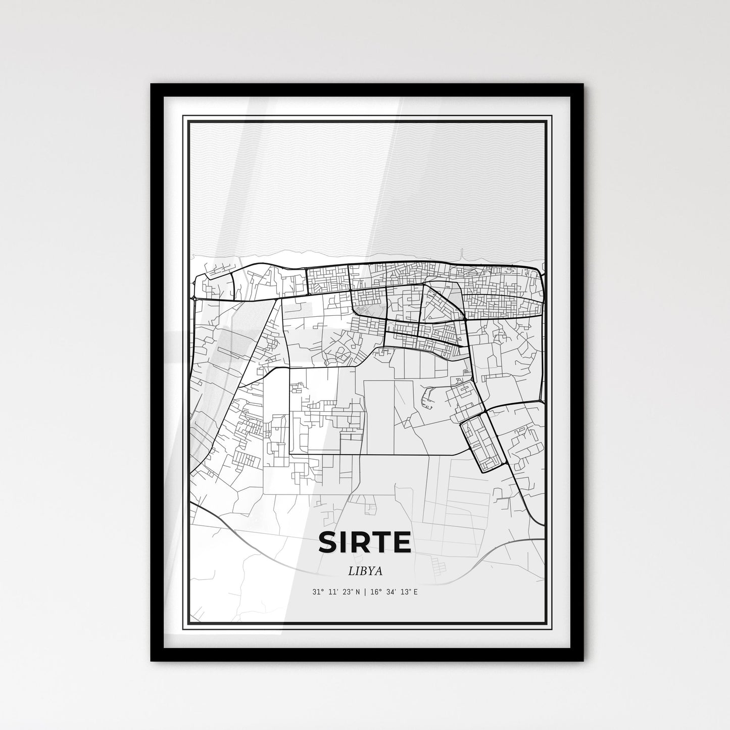 Sirte Libya - Scandinavian Style City Map for Modern Home Decor