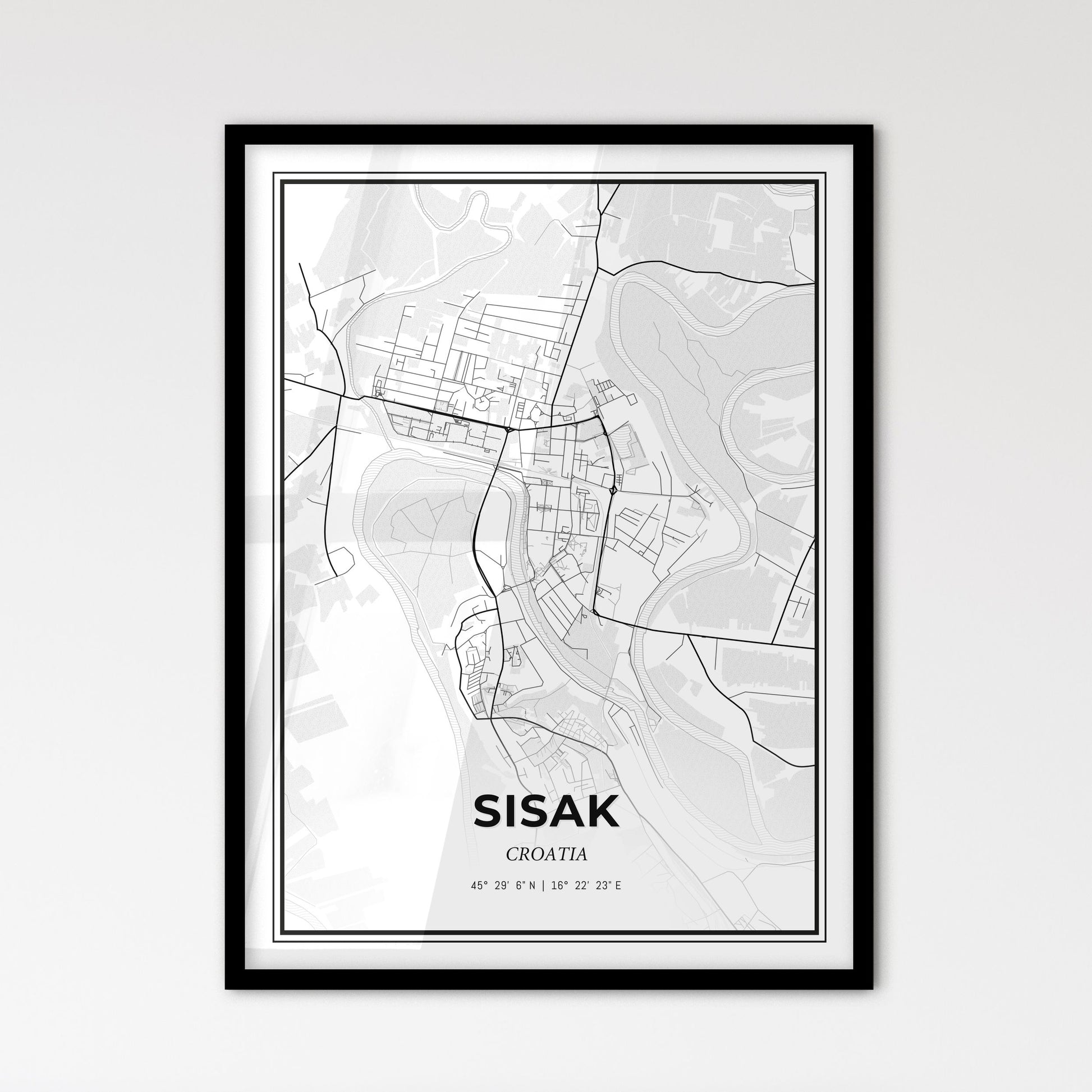 Sisak  Croatia - Scandinavian Style City Map for Modern Home Decor