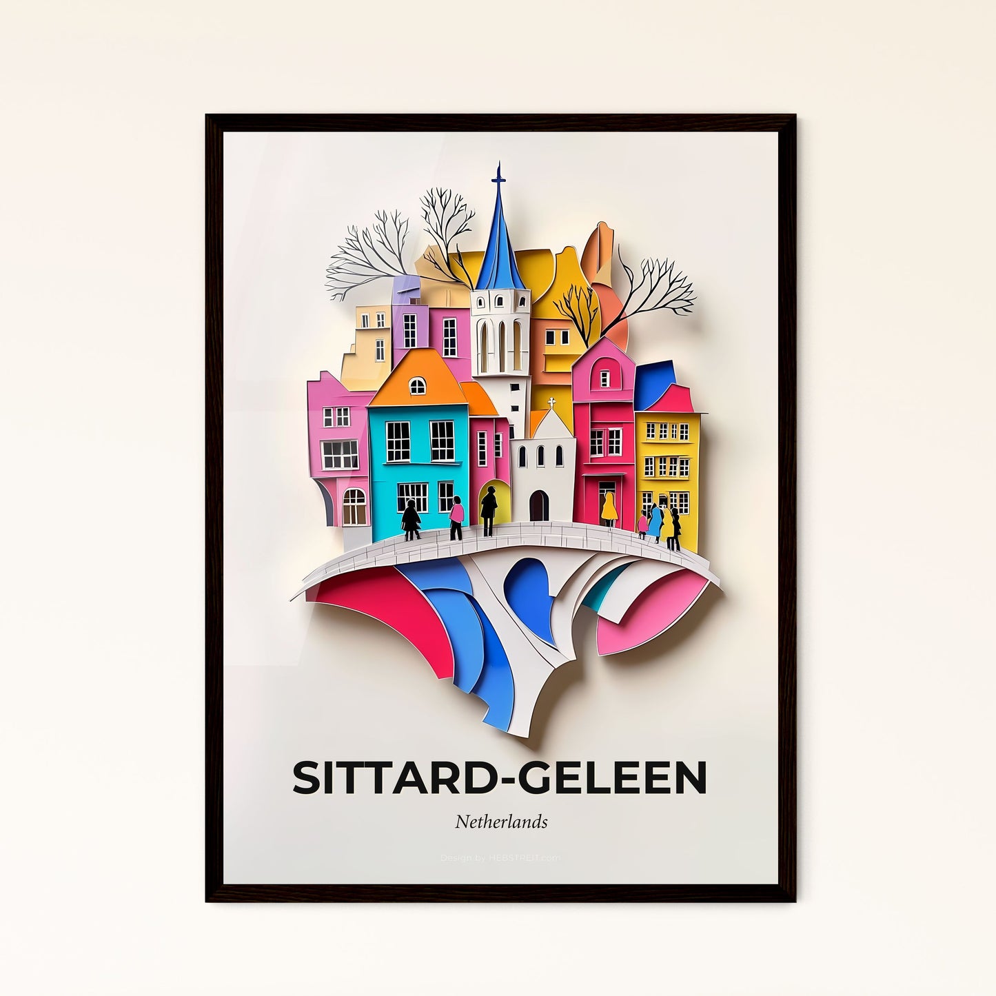 Vivid Sittard-Geleen, Netherlands - a paper cut of a city with a bridge