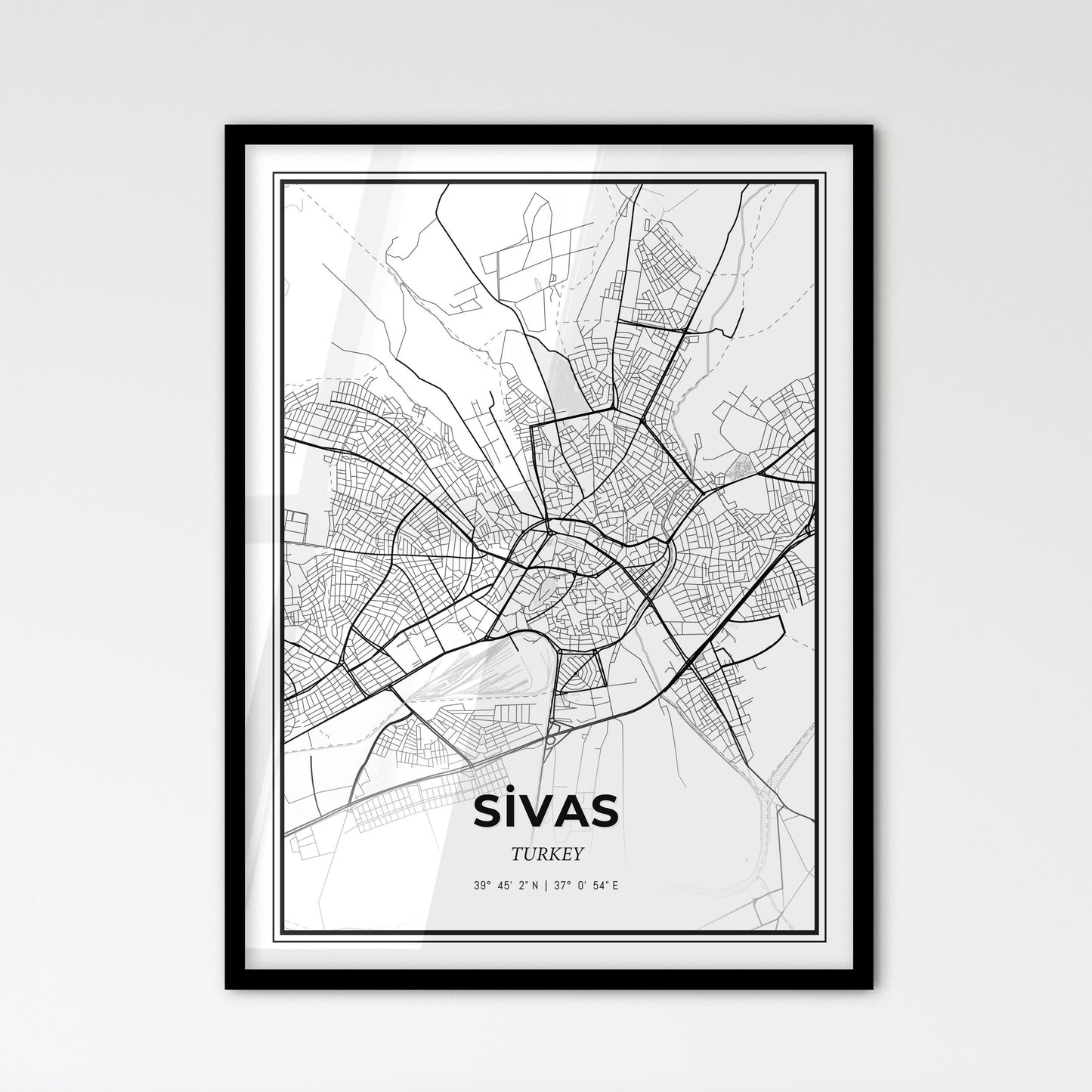 Sivas Turkey - Scandinavian Style City Map for Modern Home Decor