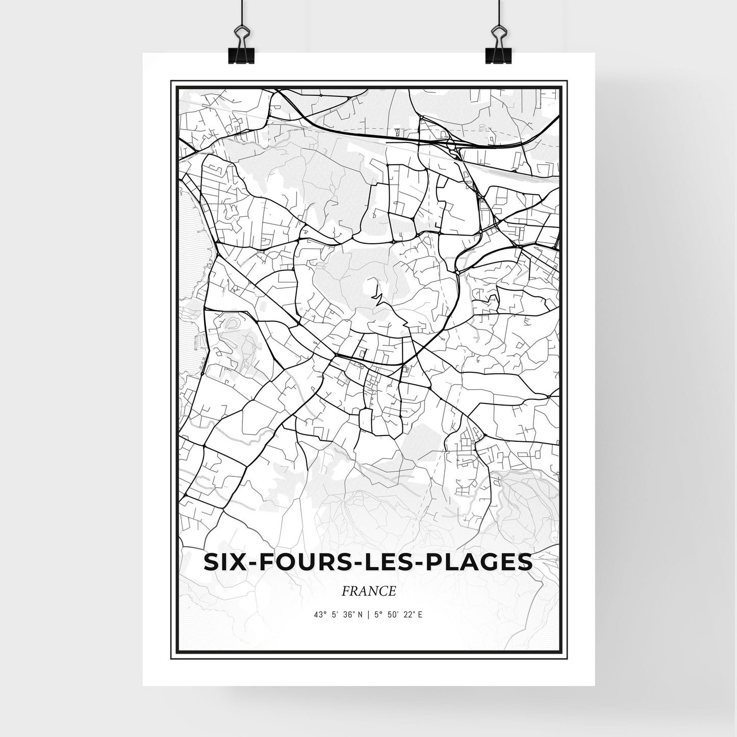 Six-Fours-les-Plages France - Premium City Map Poster