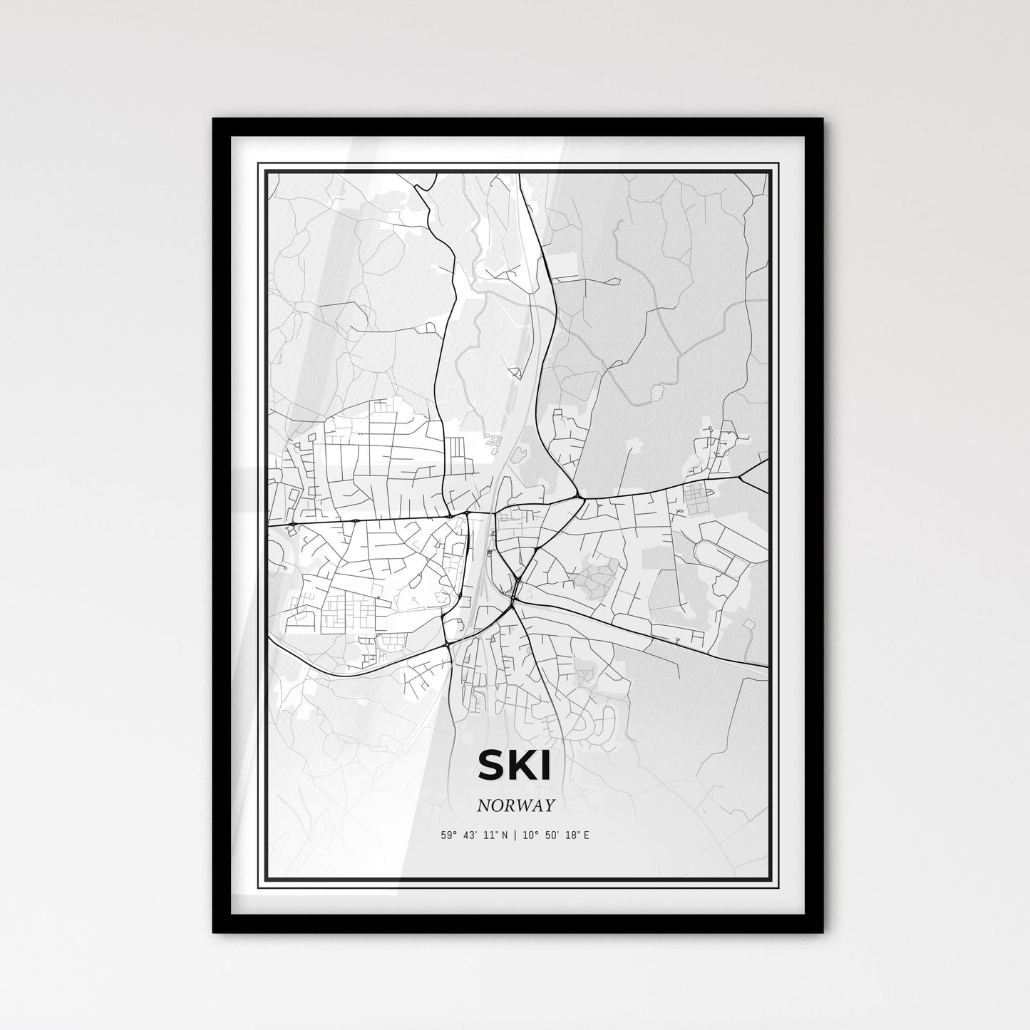 Ski Norway - Scandinavian Style City Map for Modern Home Decor