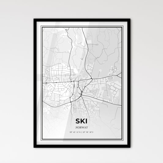 Ski Norway - Scandinavian Style City Map for Modern Home Decor