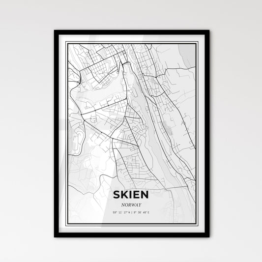 Skien Norway - Scandinavian Style City Map for Modern Home Decor