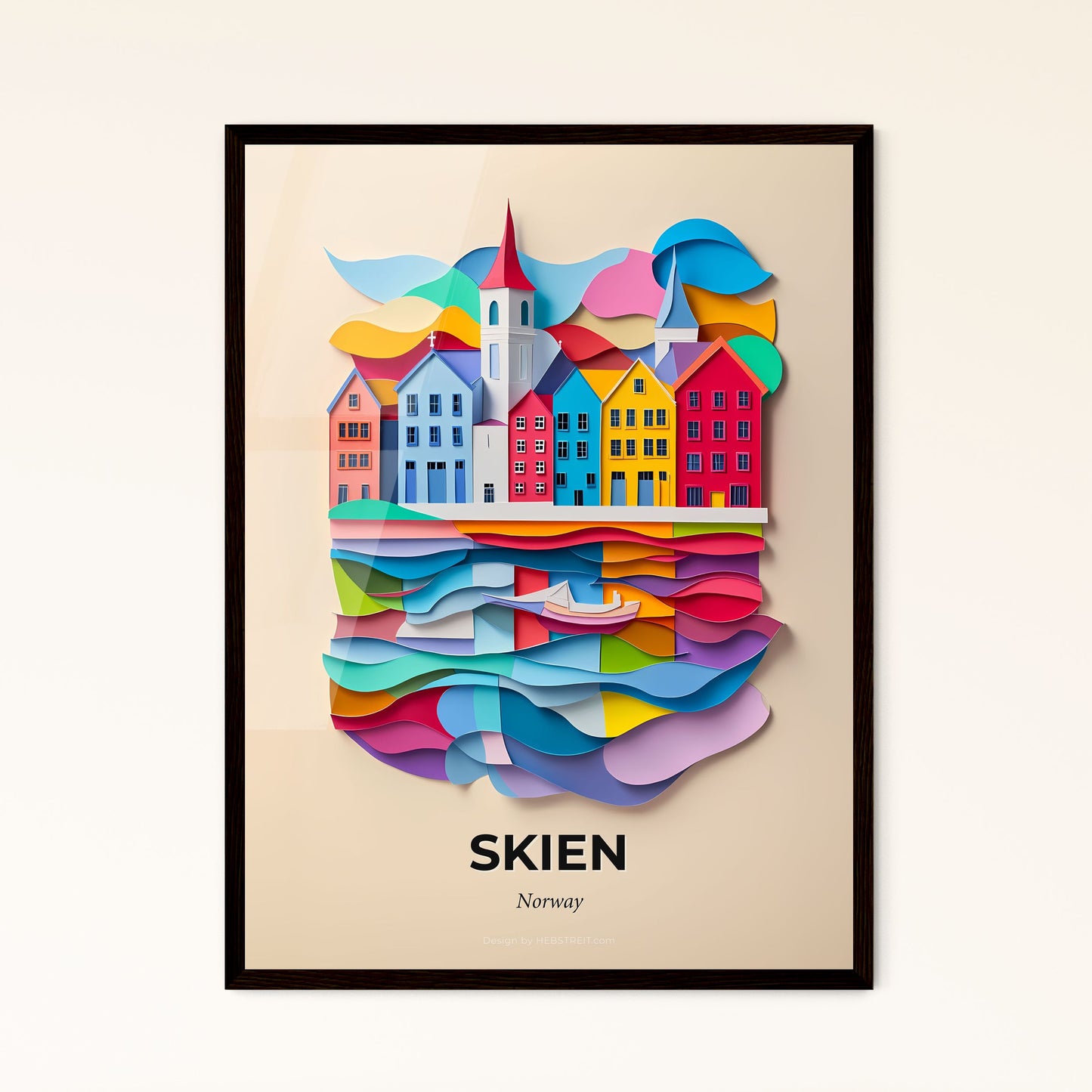 Vivid Skien, Norway - a paper cut of a city on a wave