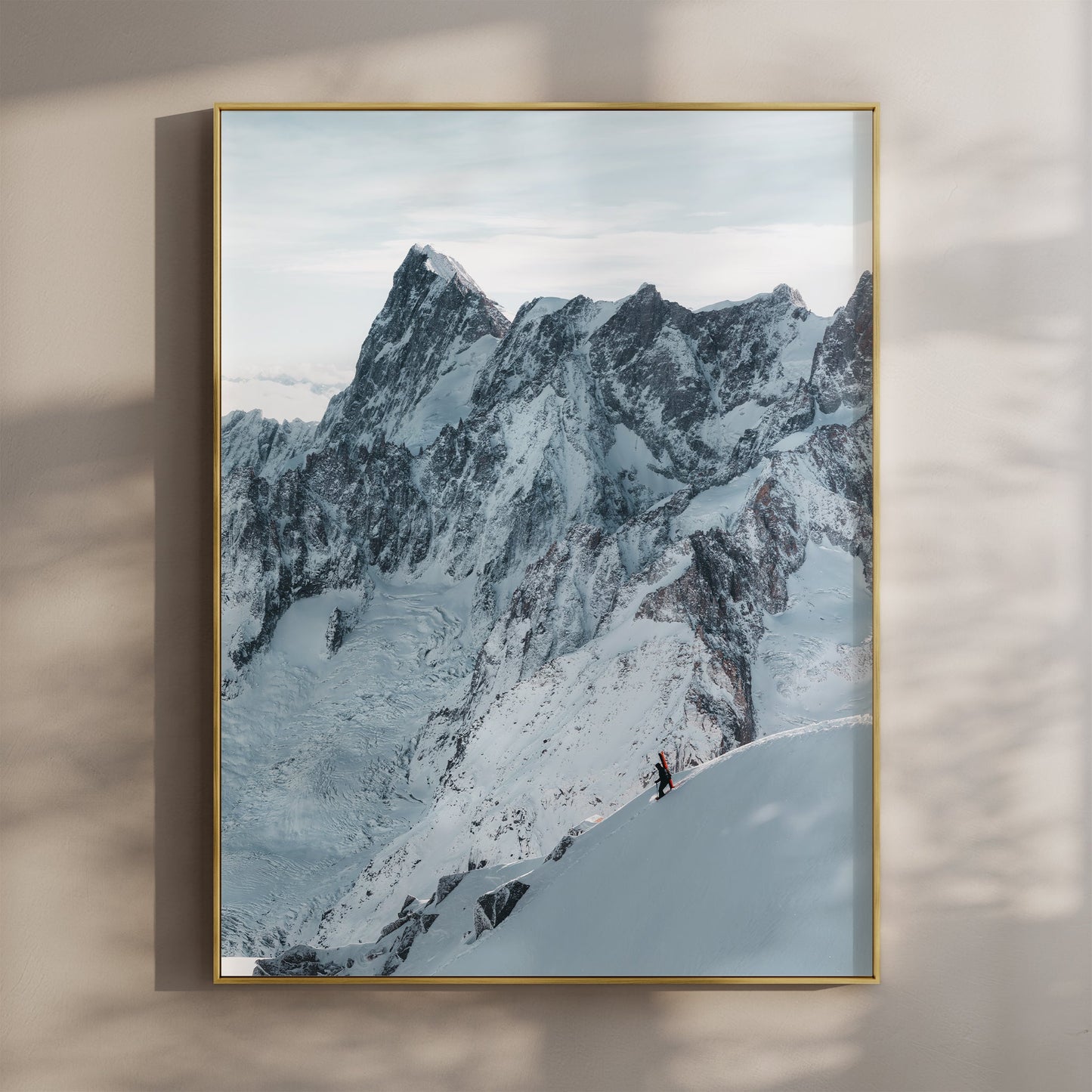 Skier Descending the Iconic Midi Arete | Alpine Mountain Wall Art Print
