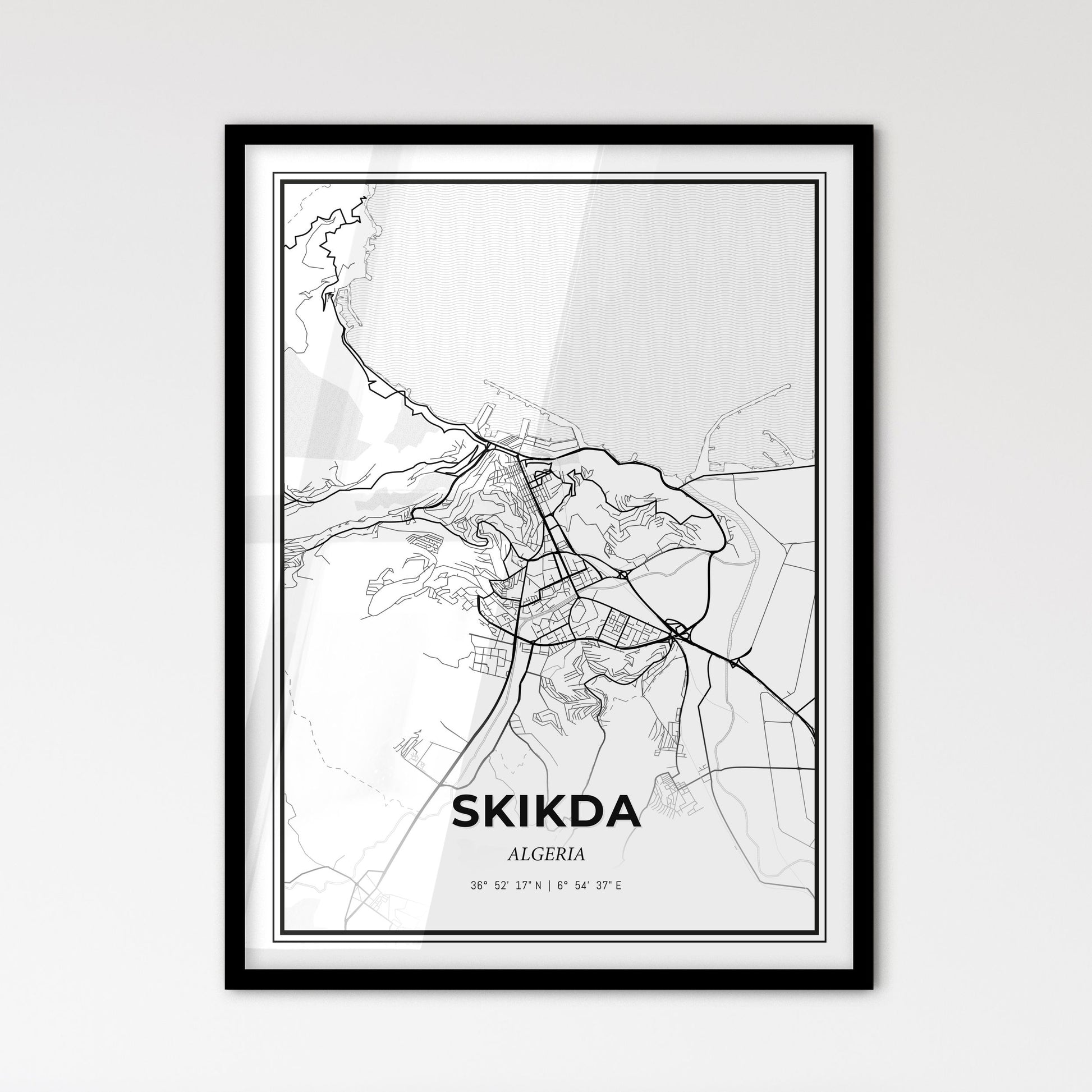 Skikda Algeria - Scandinavian Style City Map for Modern Home Decor