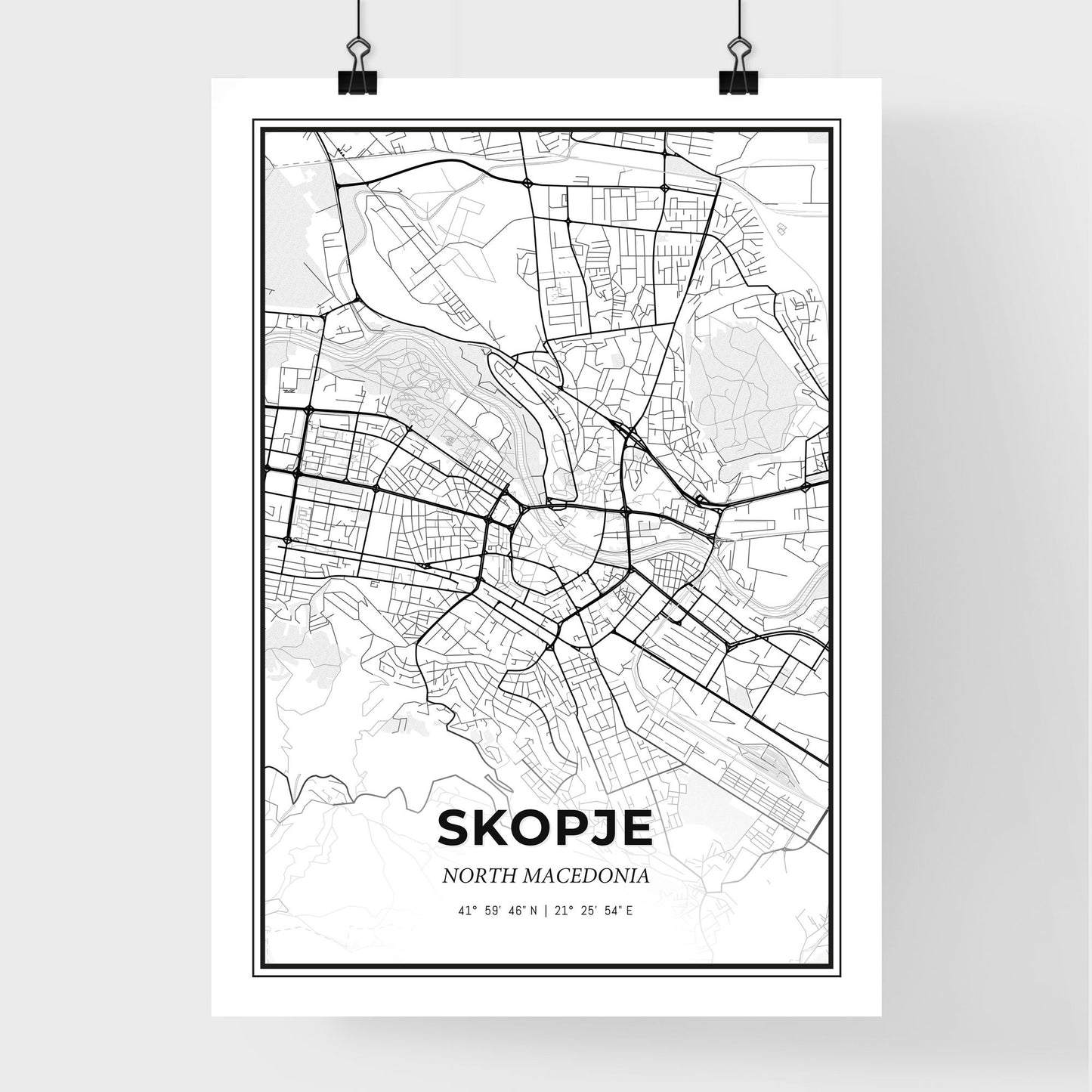 Skopje North Macedonia - Premium City Map Poster