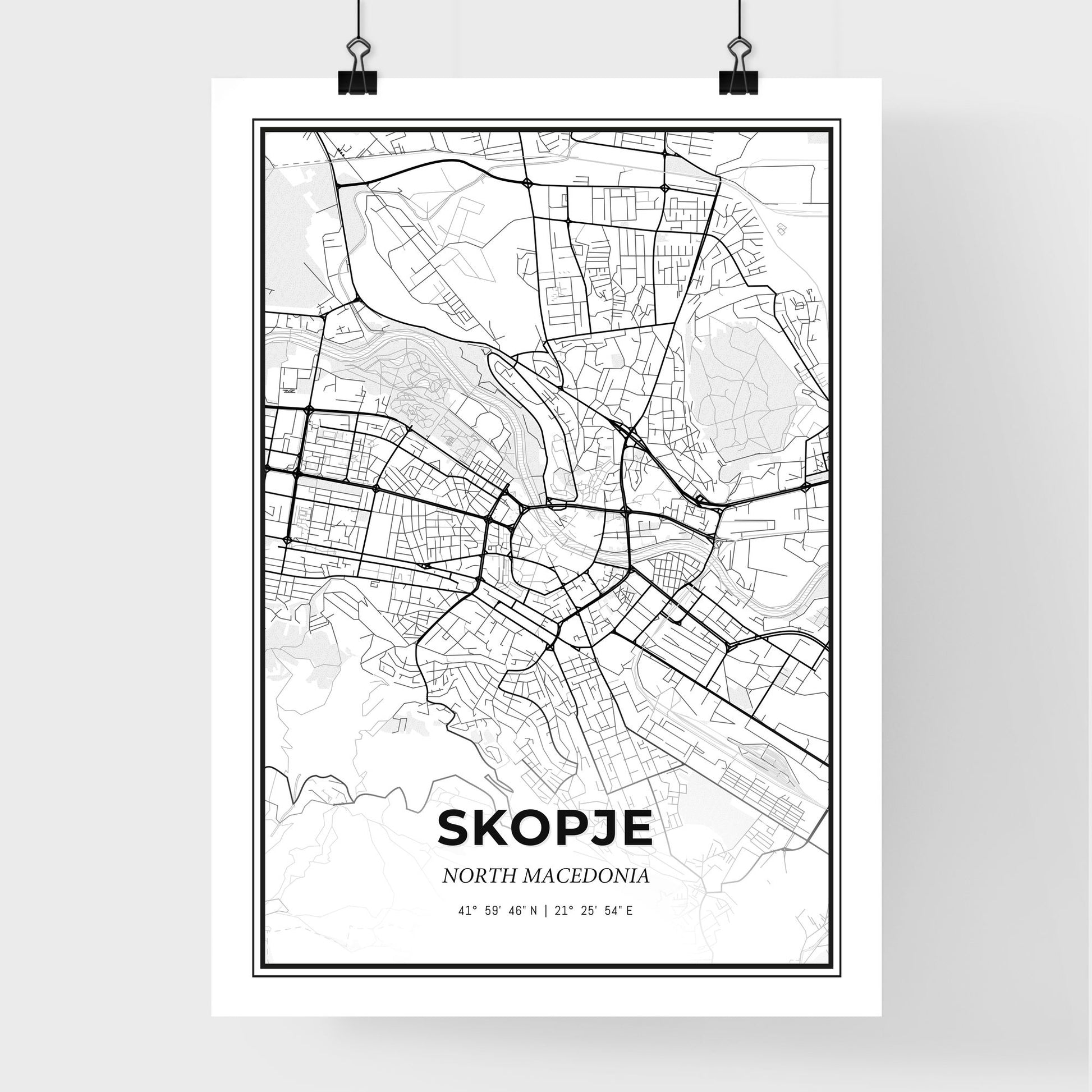 Skopje North Macedonia - Premium City Map Poster