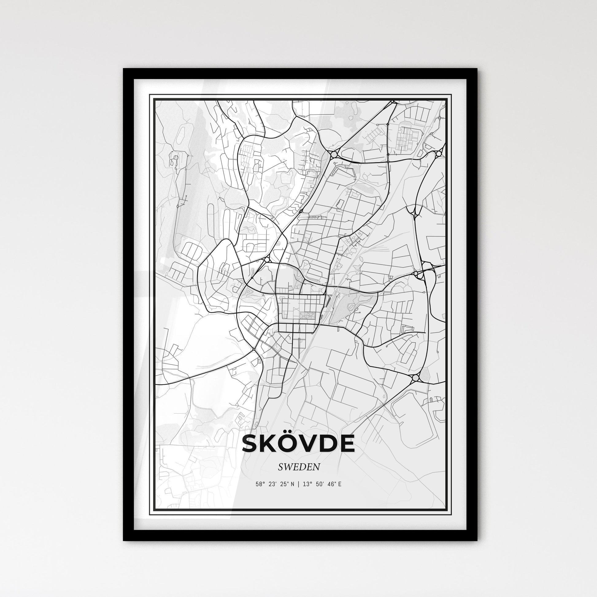 Skövde Sweden - Scandinavian Style City Map for Modern Home Decor