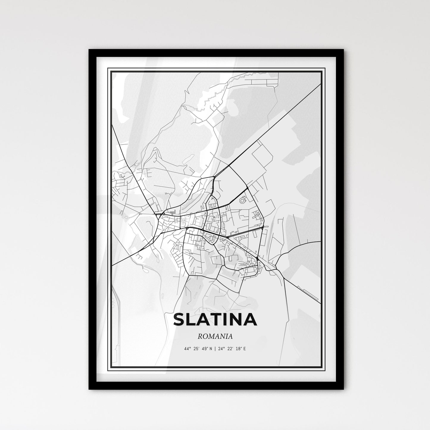 Slatina Romania - Scandinavian Style City Map for Modern Home Decor