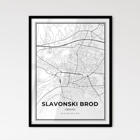 Slavonski Brod  Croatia - Scandinavian Style City Map for Modern Home Decor