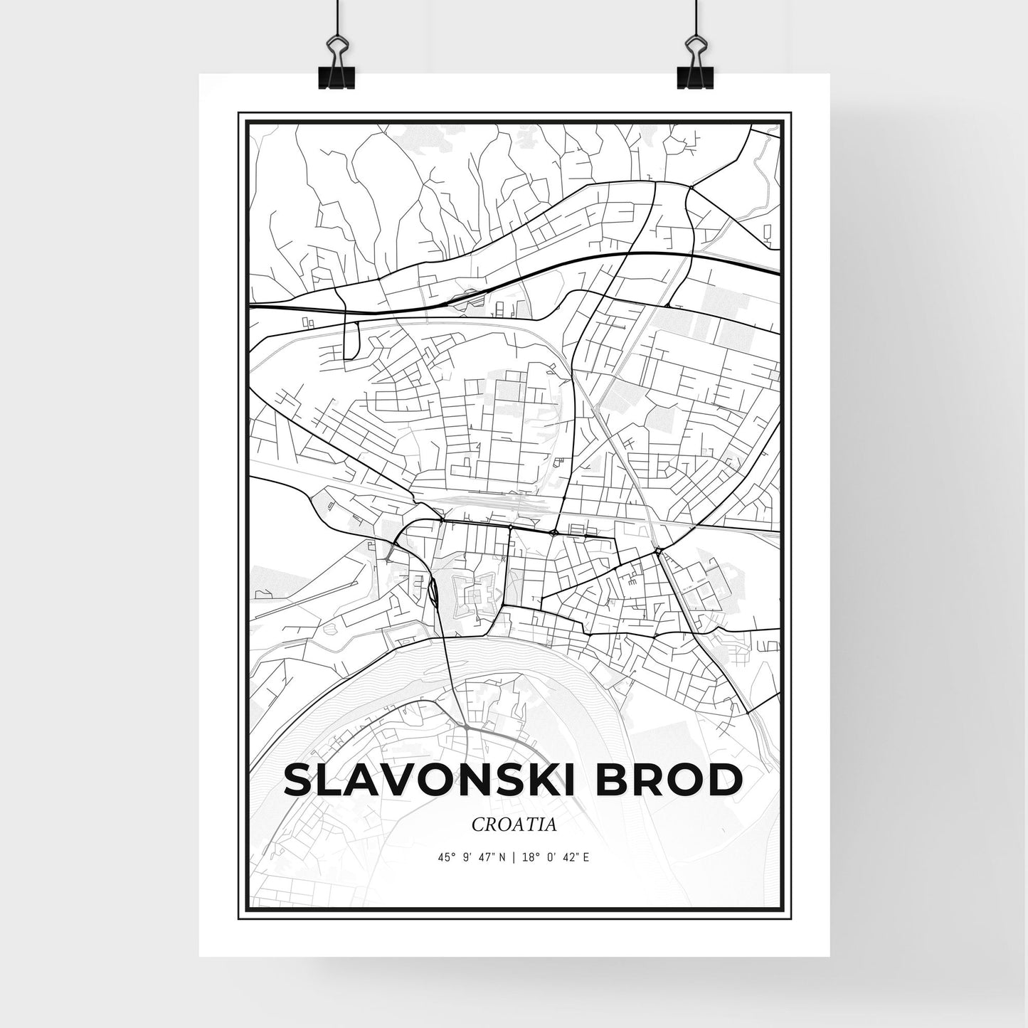 Slavonski Brod  Croatia - Premium City Map Poster