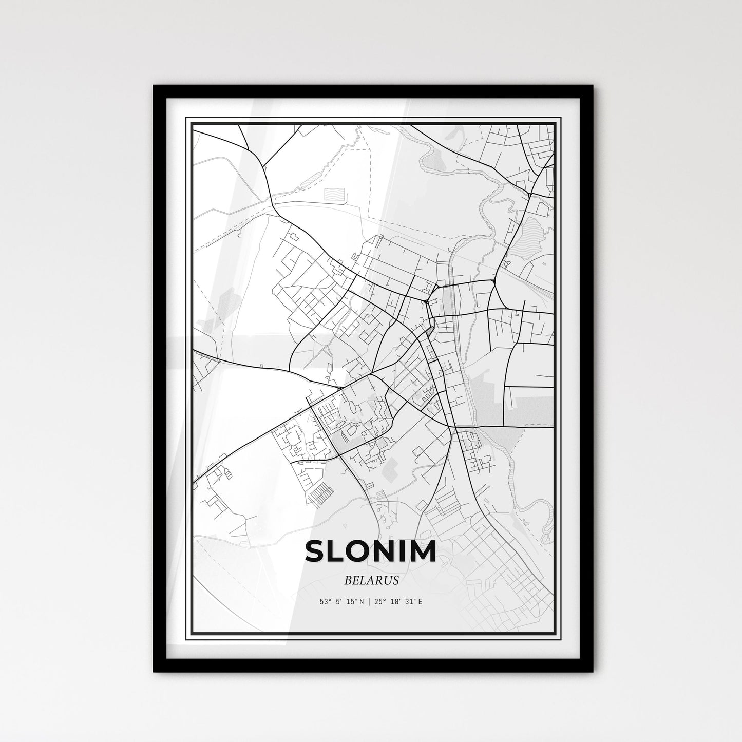 Slonim Belarus - Scandinavian Style City Map for Modern Home Decor