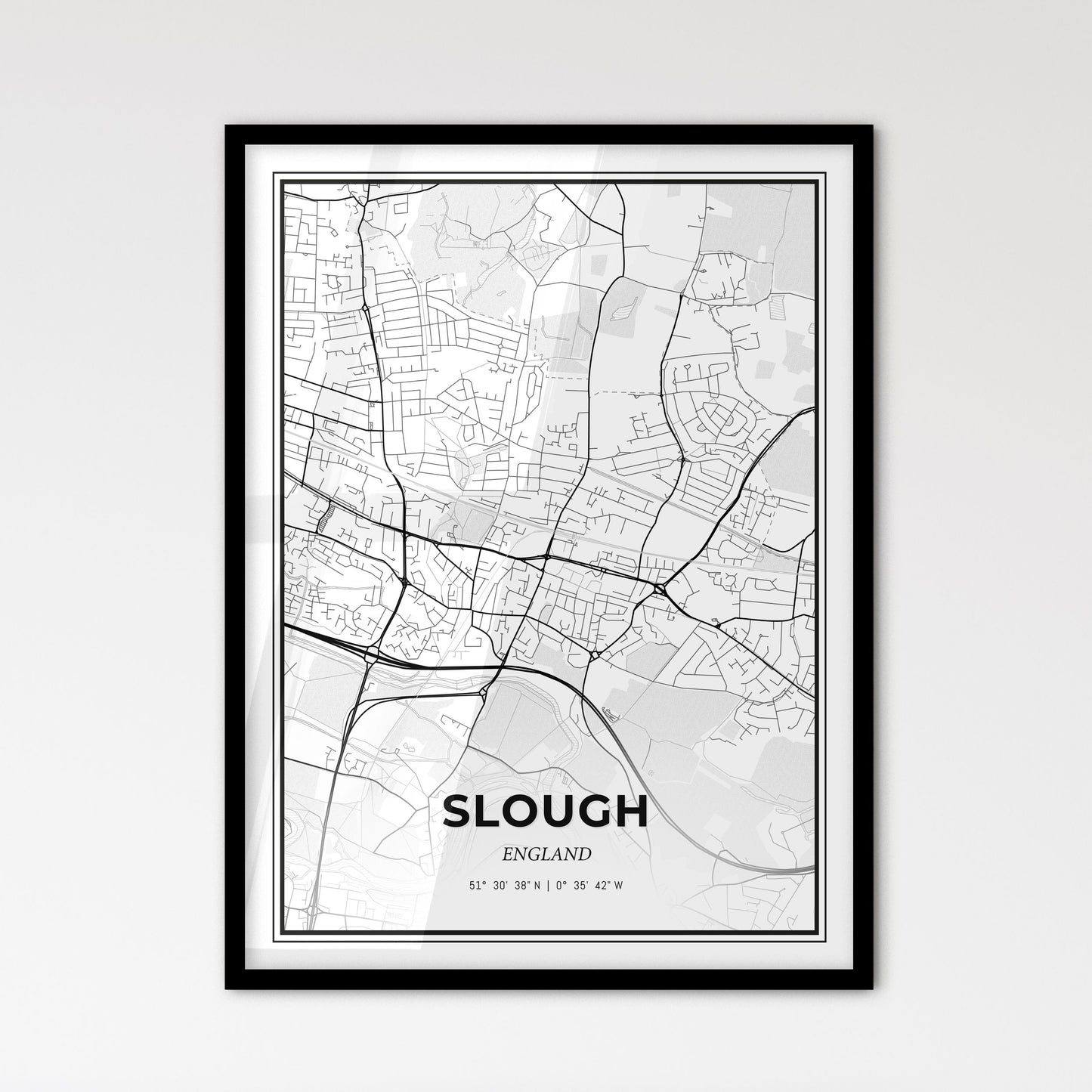 Slough England - Scandinavian Style City Map for Modern Home Decor