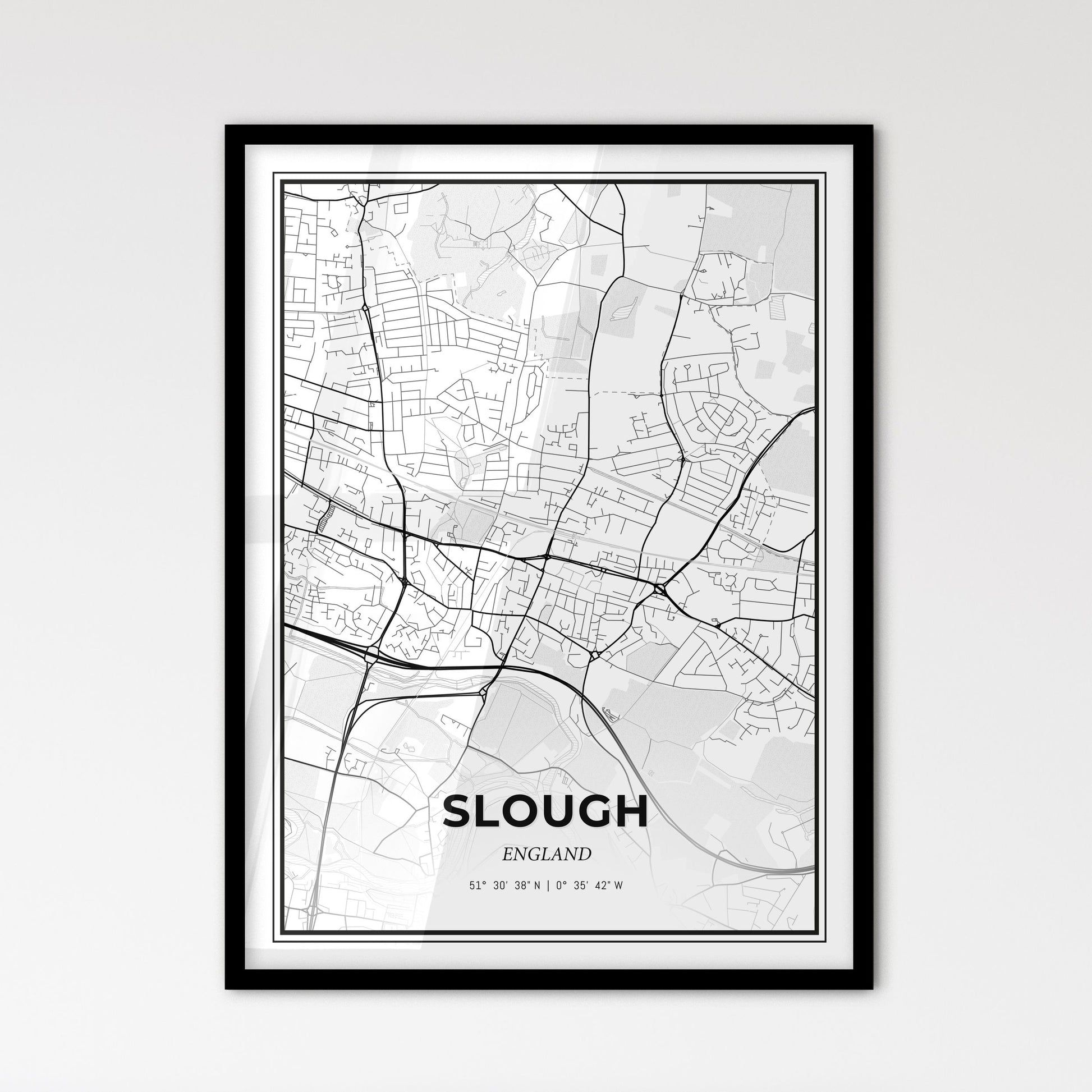 Slough England - Scandinavian Style City Map for Modern Home Decor