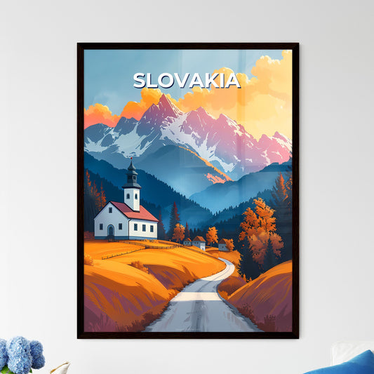 Vibrant Painting of a Road Leading to a Village Church in Slovakia, Europe